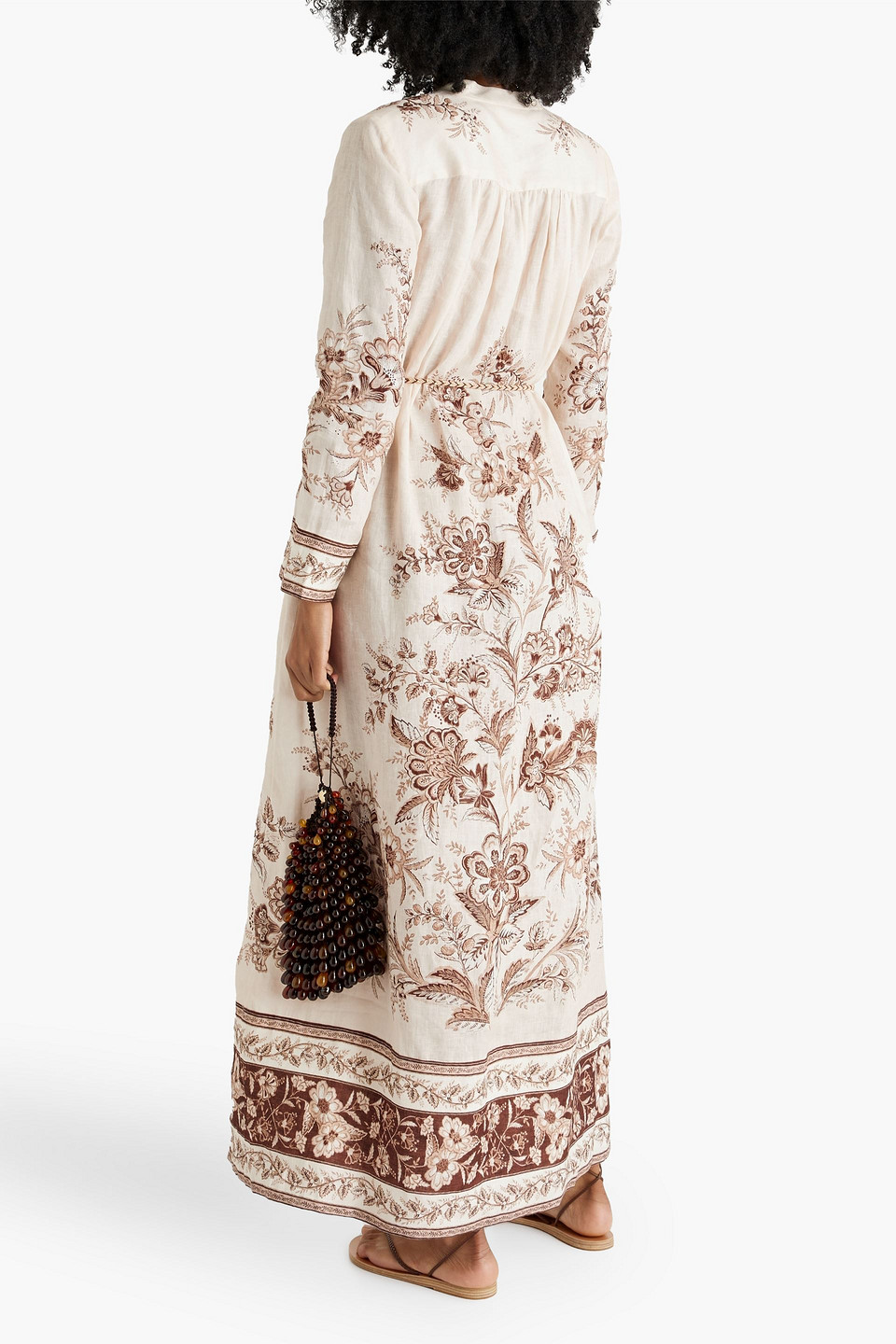 Zimmermann Junie Floral Long-sleeve Maxi Dress In Beige