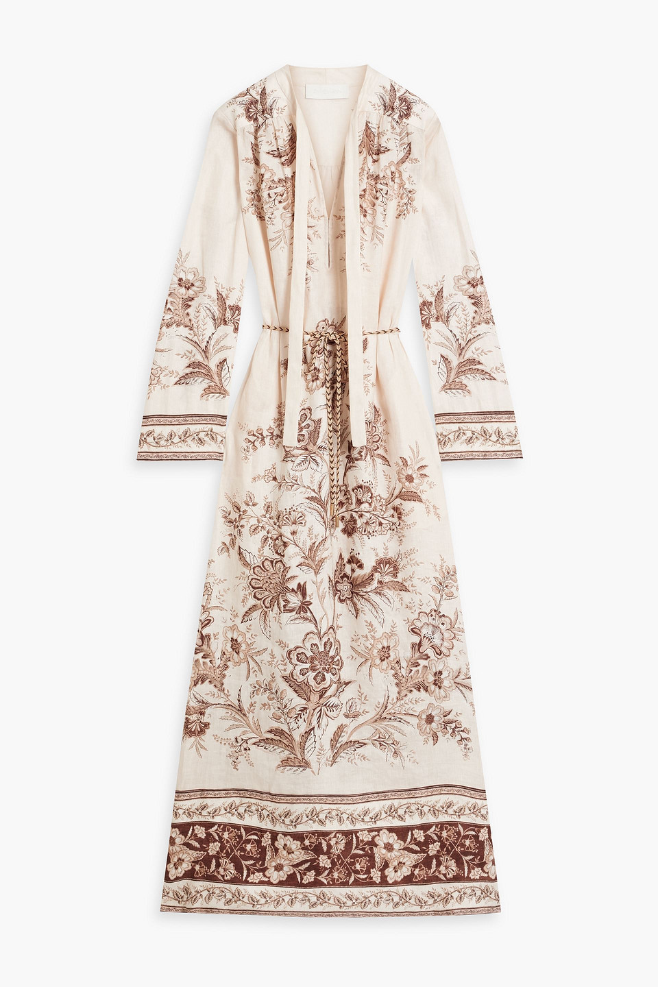 Zimmermann Junie Floral Long-sleeve Maxi Dress In Beige