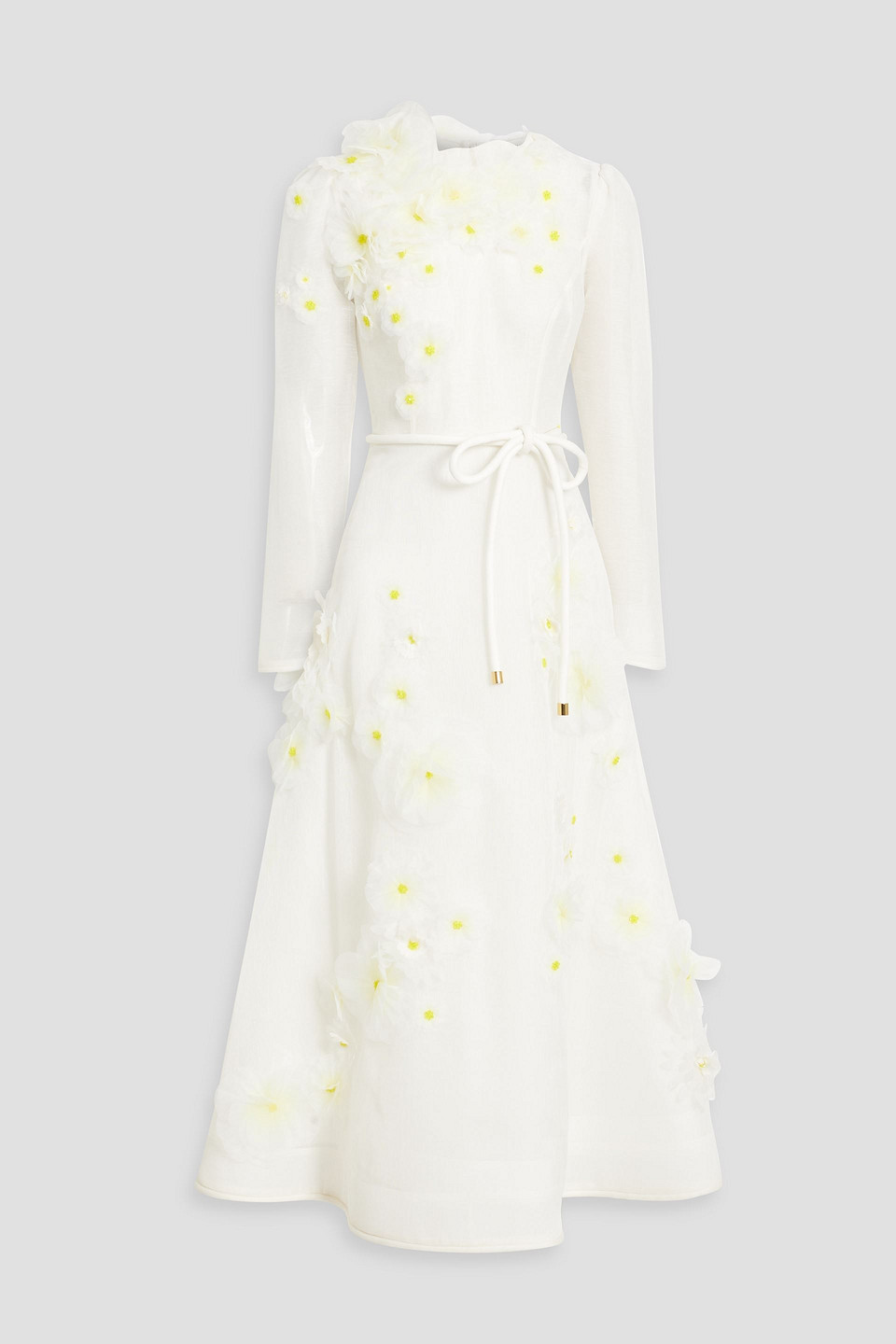 Zimmermann Matchmaker Daisy Linen-silk Midi Dress In Off-white