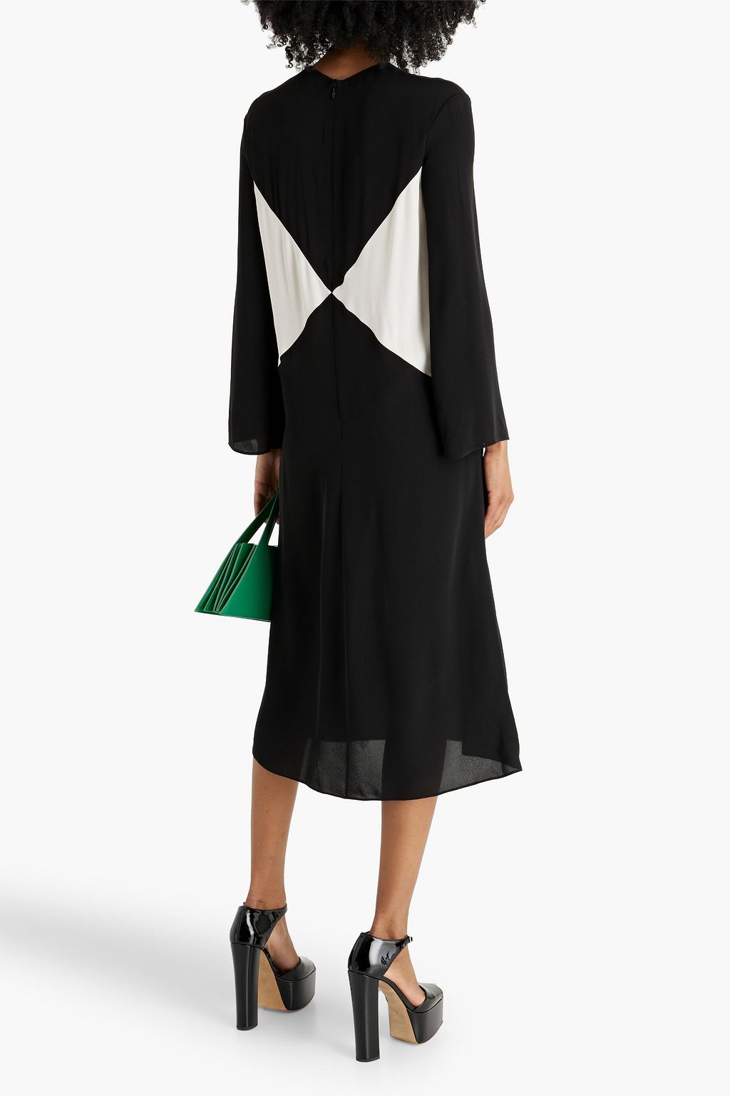 VALENTINO GARAVANI Two-tone silk crepe de chine midi dress