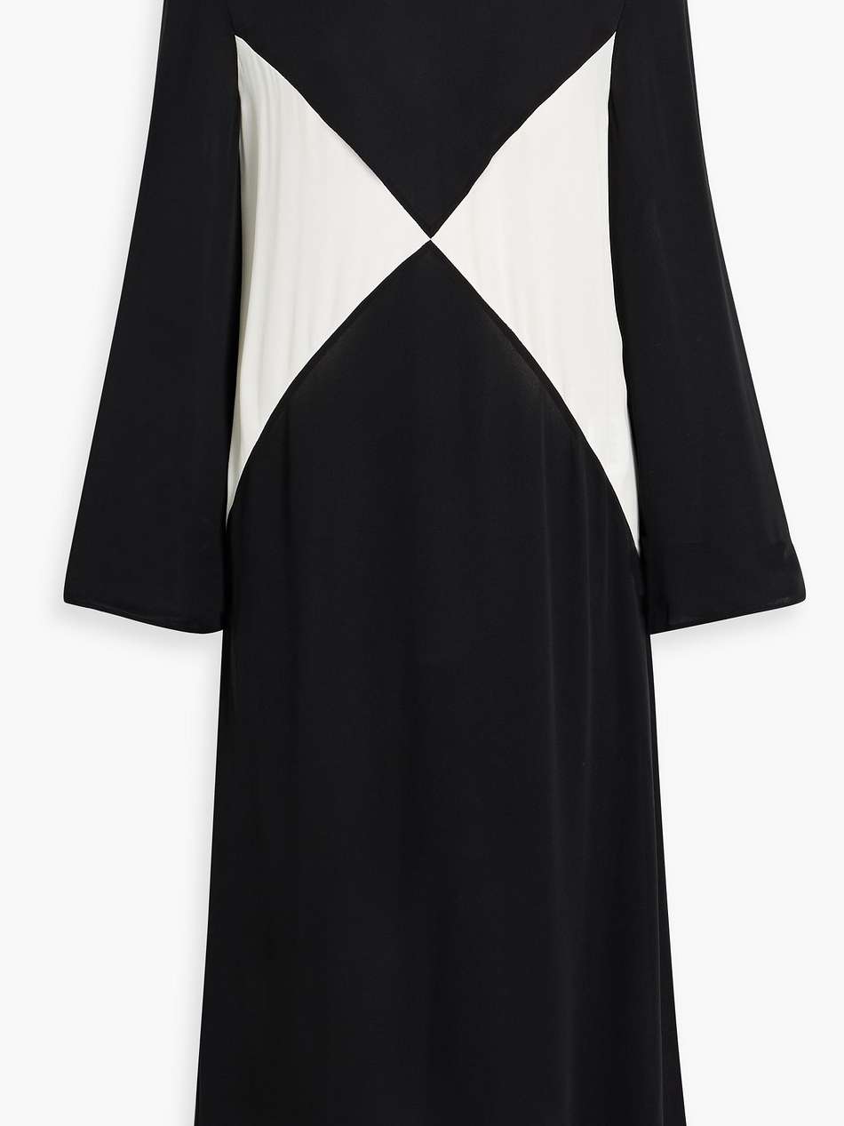 two-tone silk crepe de chine midi dress