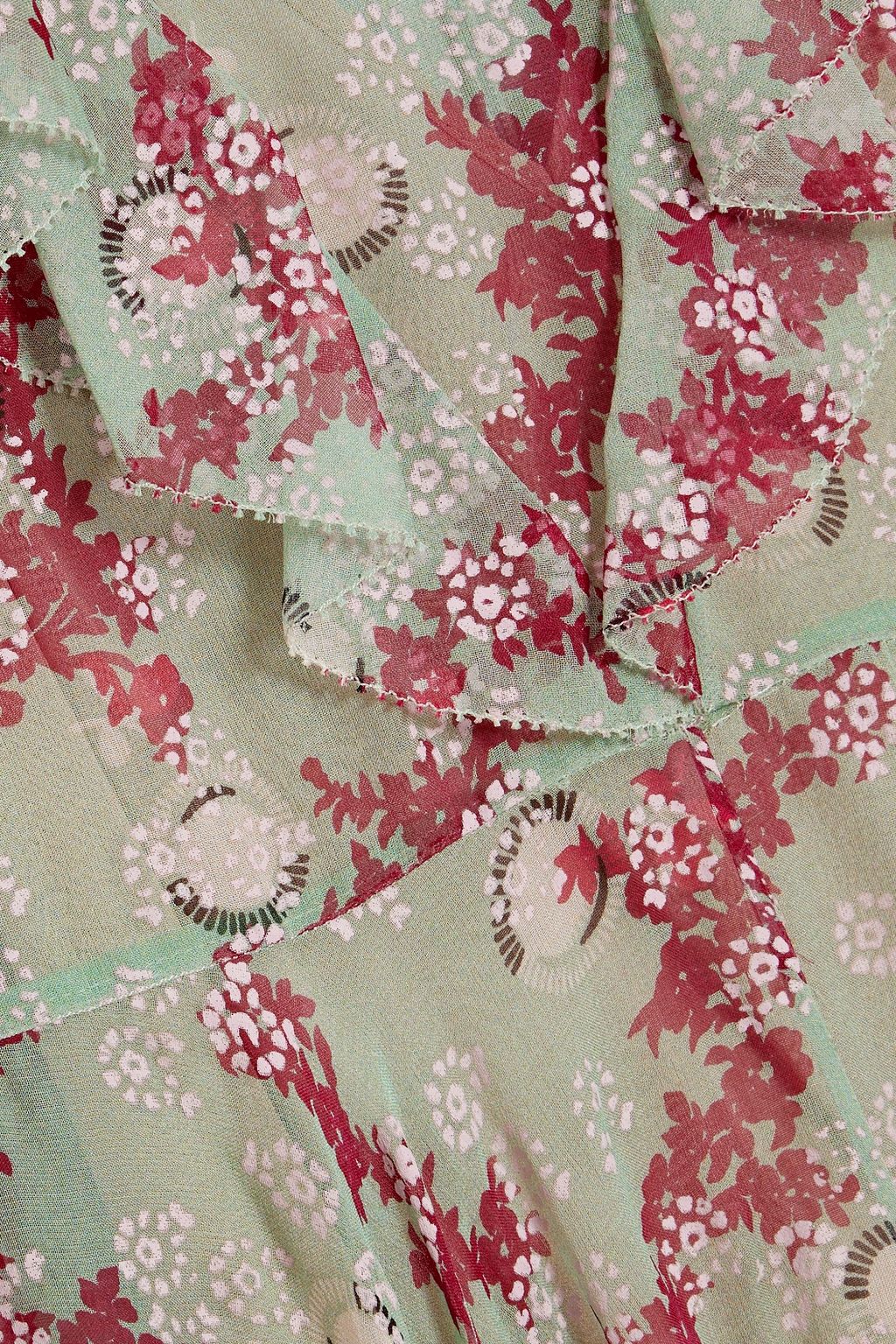 VALENTINO GARAVANI Ruffled floral-print silk-chiffon midi dress