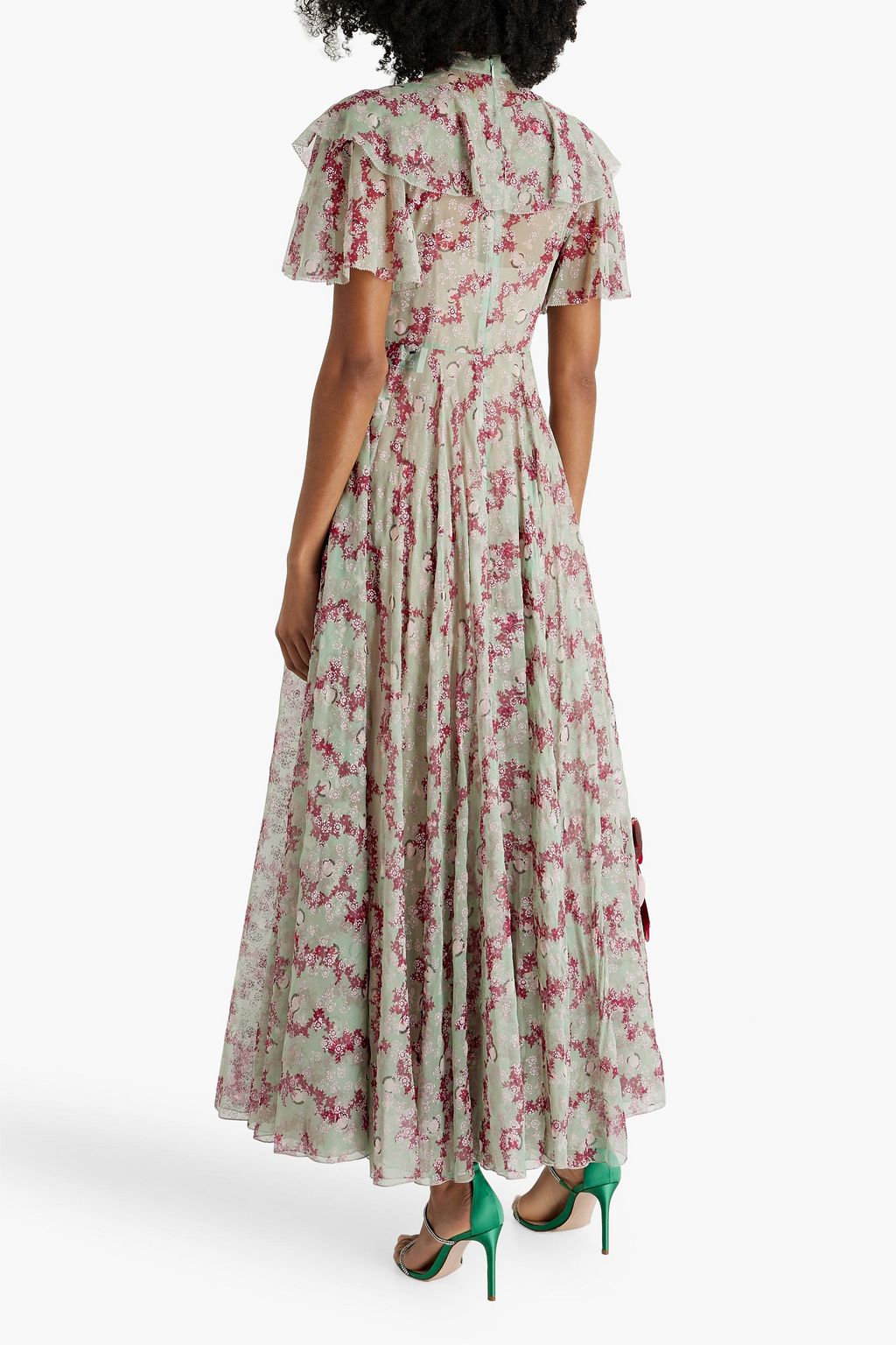 VALENTINO GARAVANI Ruffled floral-print silk-chiffon midi dress