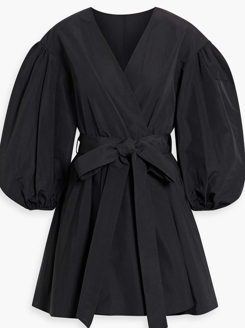 cotton-blend faille mini wrap dress