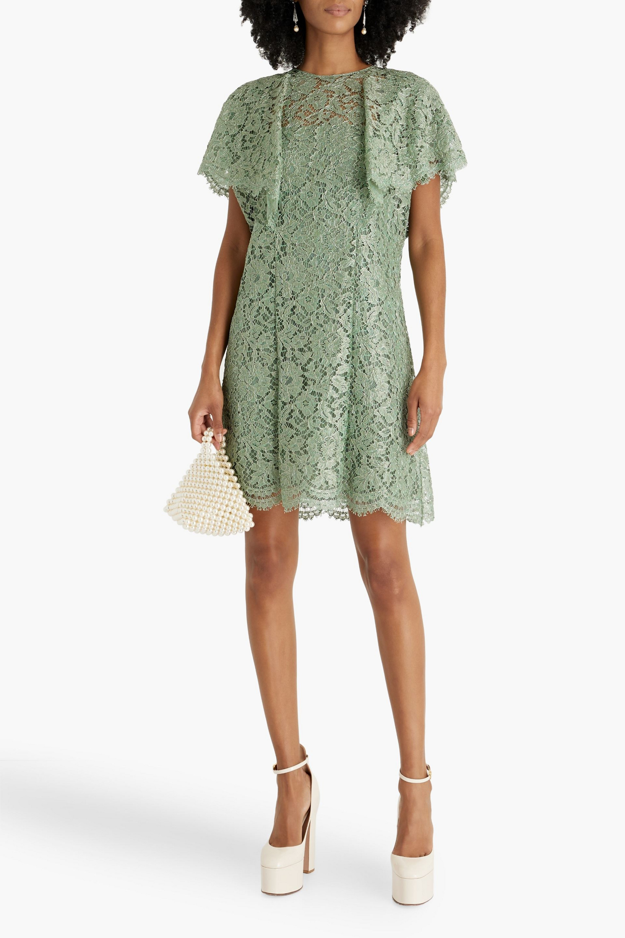 Valentino Garavani Metallic corded lace mini dress
