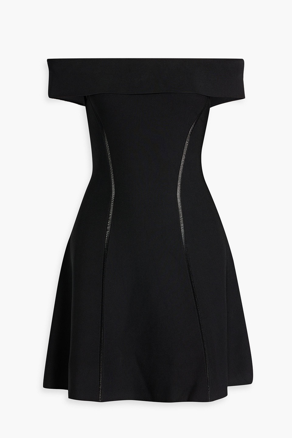 Off-the-shoulder stretch-knit mini dress