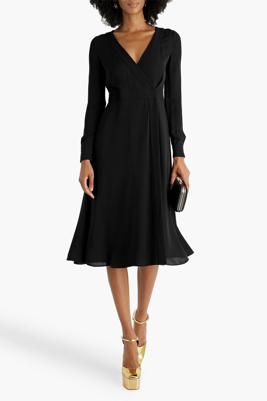VALENTINO GARAVANI Silk-crepe midi wrap dress