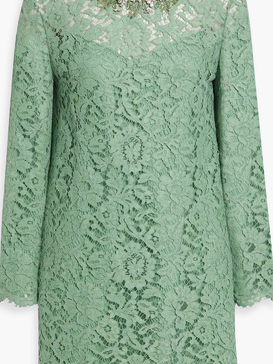 embellished corded lace mini dress