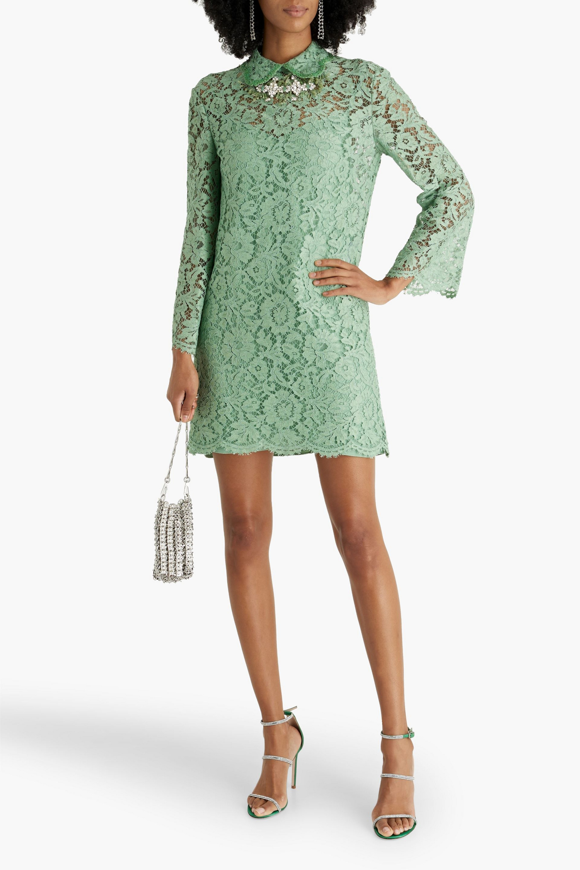 Valentino Garavani Embellished corded lace mini dress
