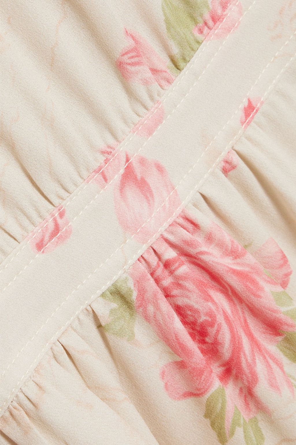 VALENTINO GARAVANI Pussy-bow floral-print silk-crepe midi dress