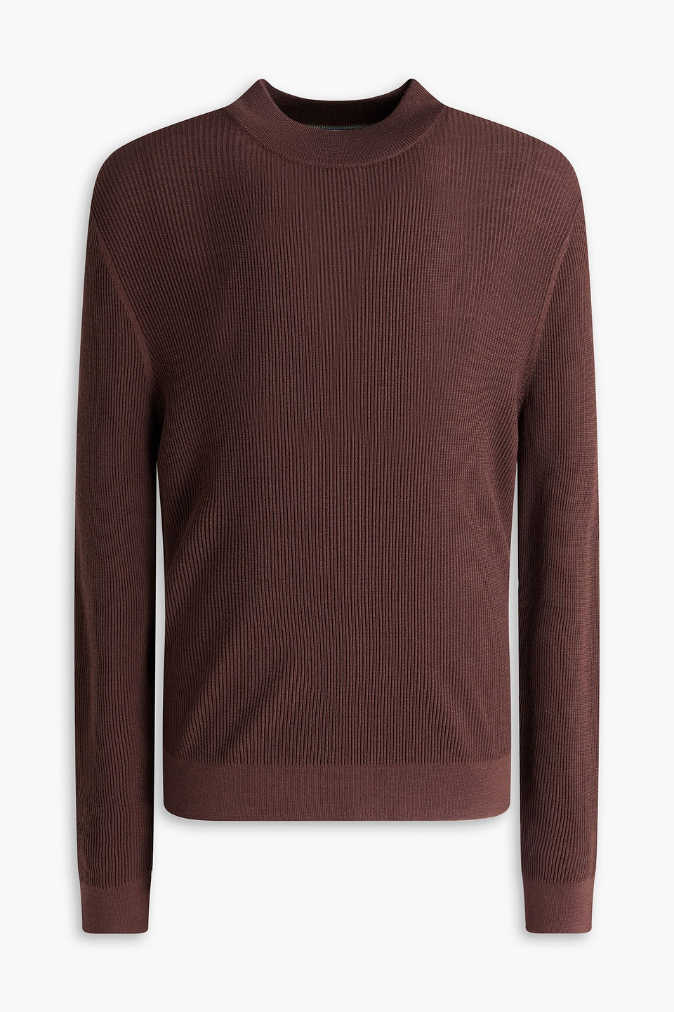 Paul Smith Ribbed Merino Wool-blend Sweater In Burgundy