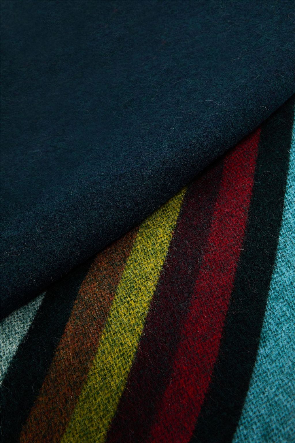 PAUL SMITH بطانية من الصوف ومزيج الكشمير بتصميم مخطط وبشرّابات