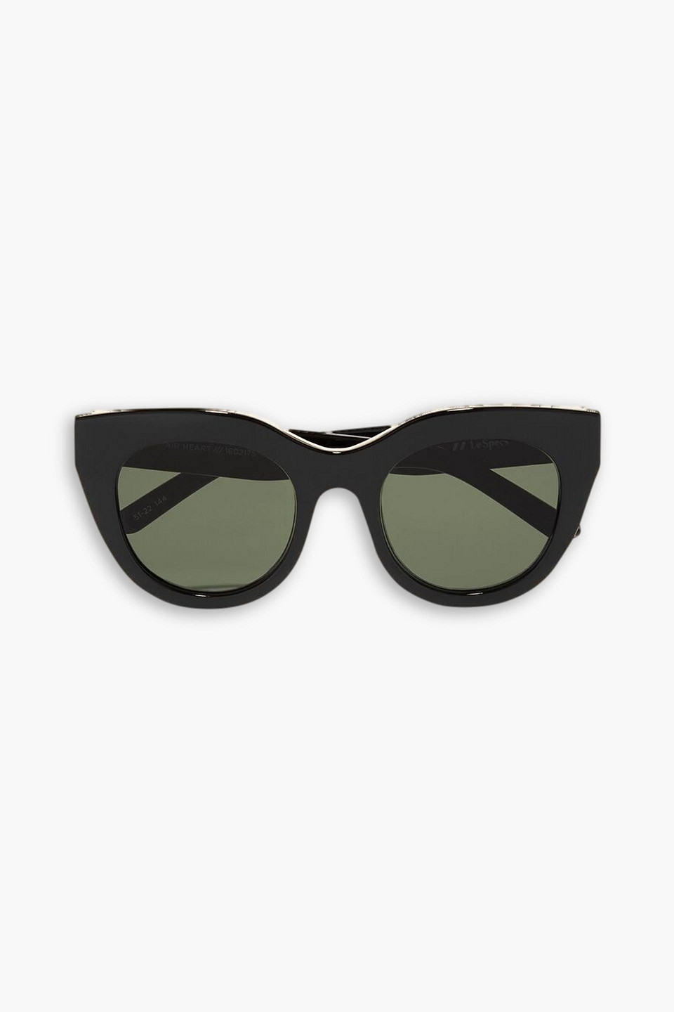 Le Specs Air Heart Cat-eye Acetate And Gold-tone Sunglasses In Black
