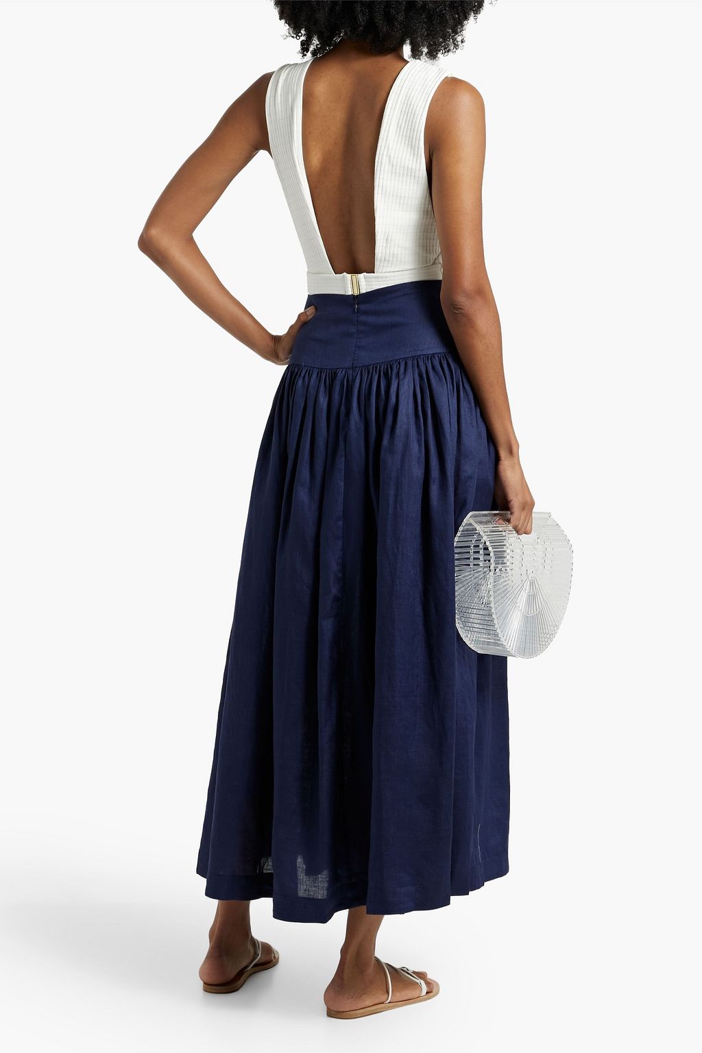 ZIMMERMANN Gathered linen midi skirt