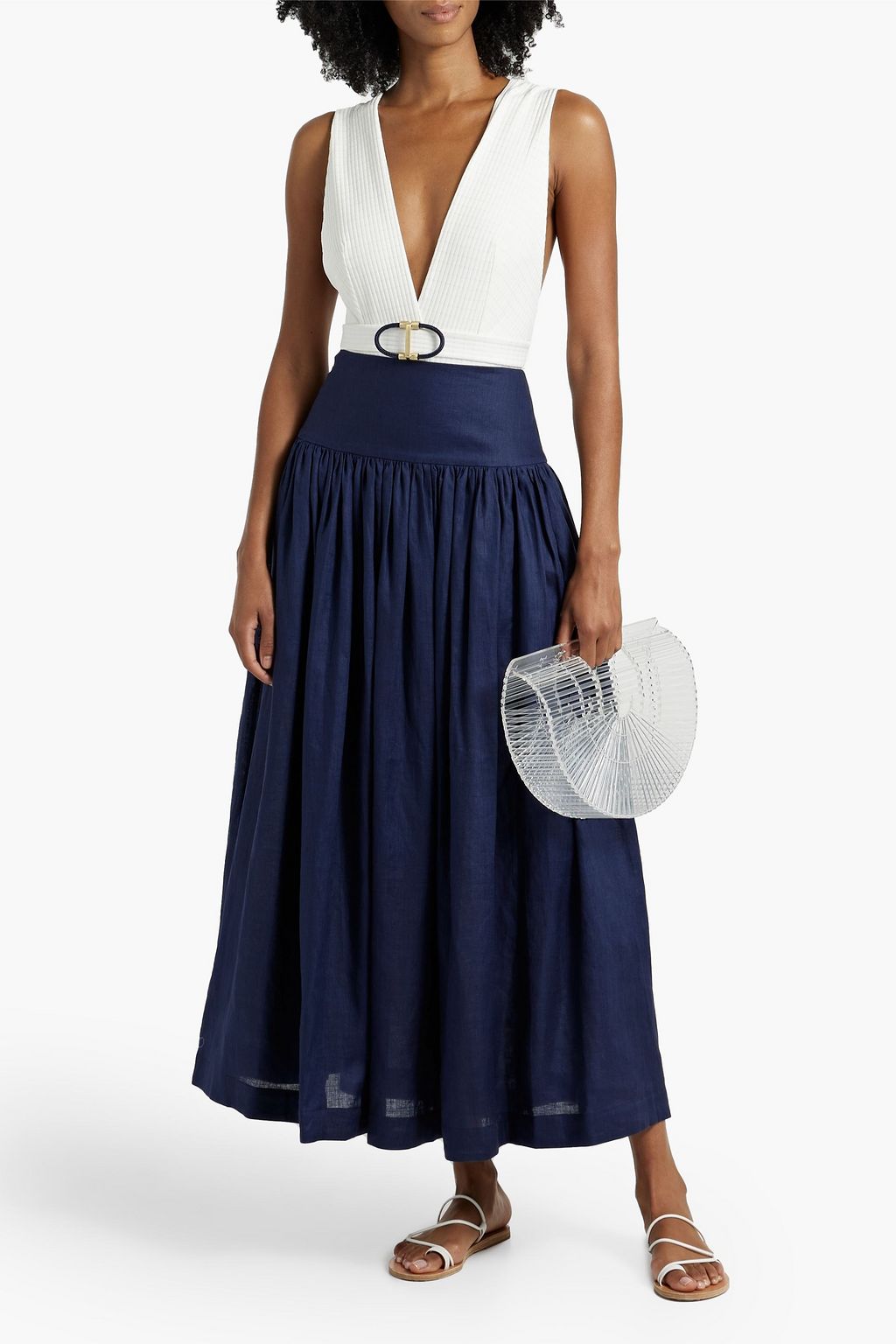 ZIMMERMANN Gathered linen midi skirt