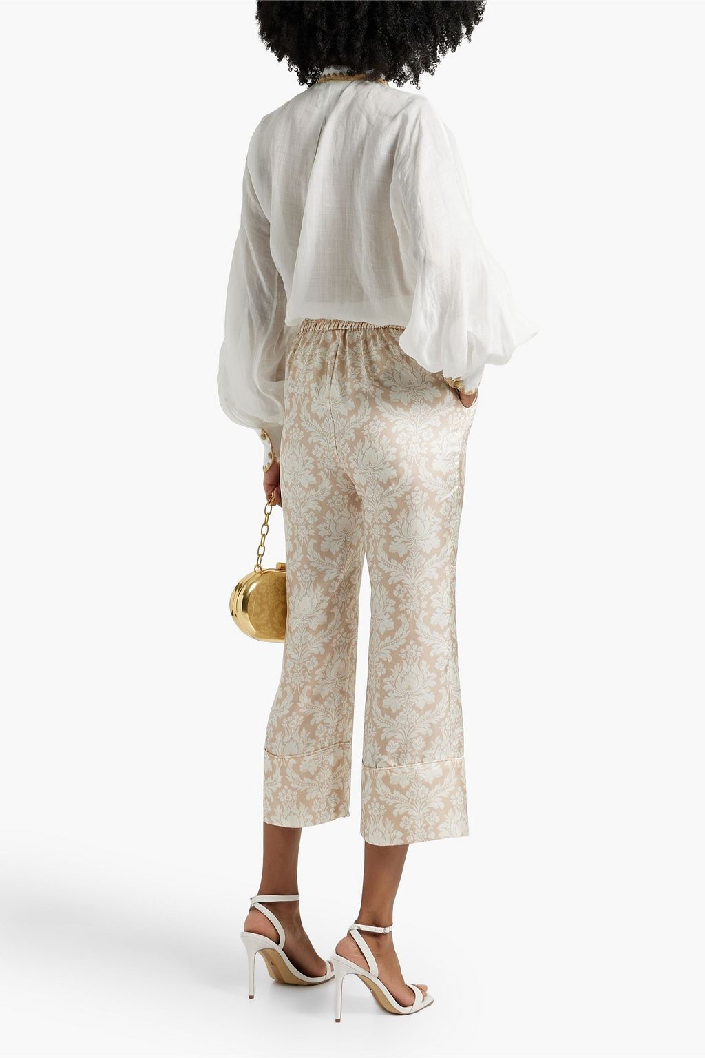 ZIMMERMANN Pussy-bow embroidered ramie-gauze blouse