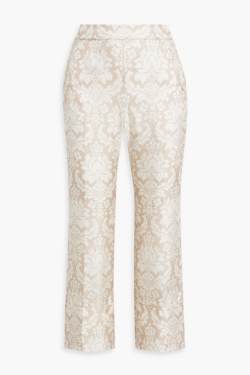 Zimmermann Floral-print Silk-twill Kick-flare Pants In Beige