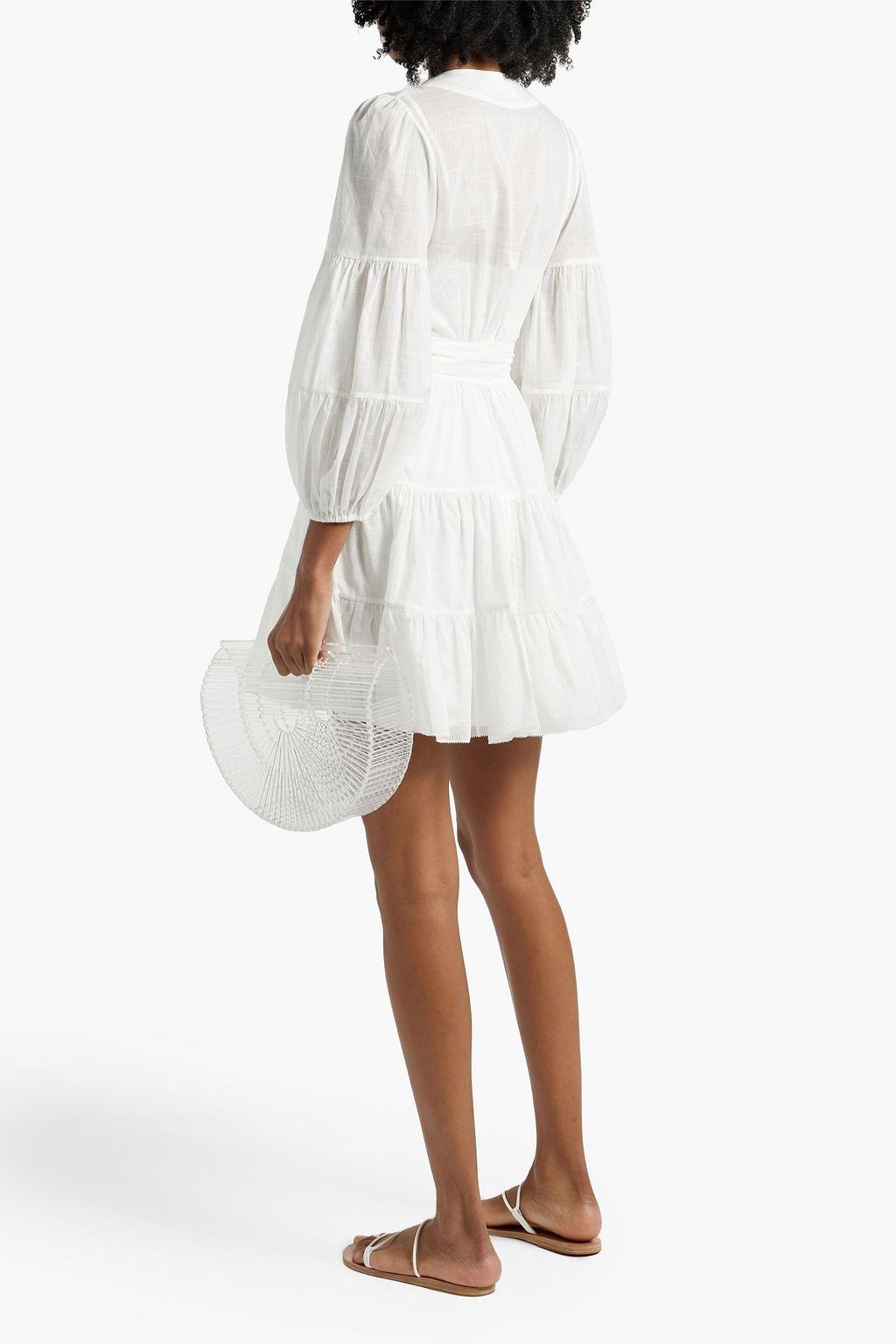 ZIMMERMANN Tiered cotton-gauze mini wrap dress