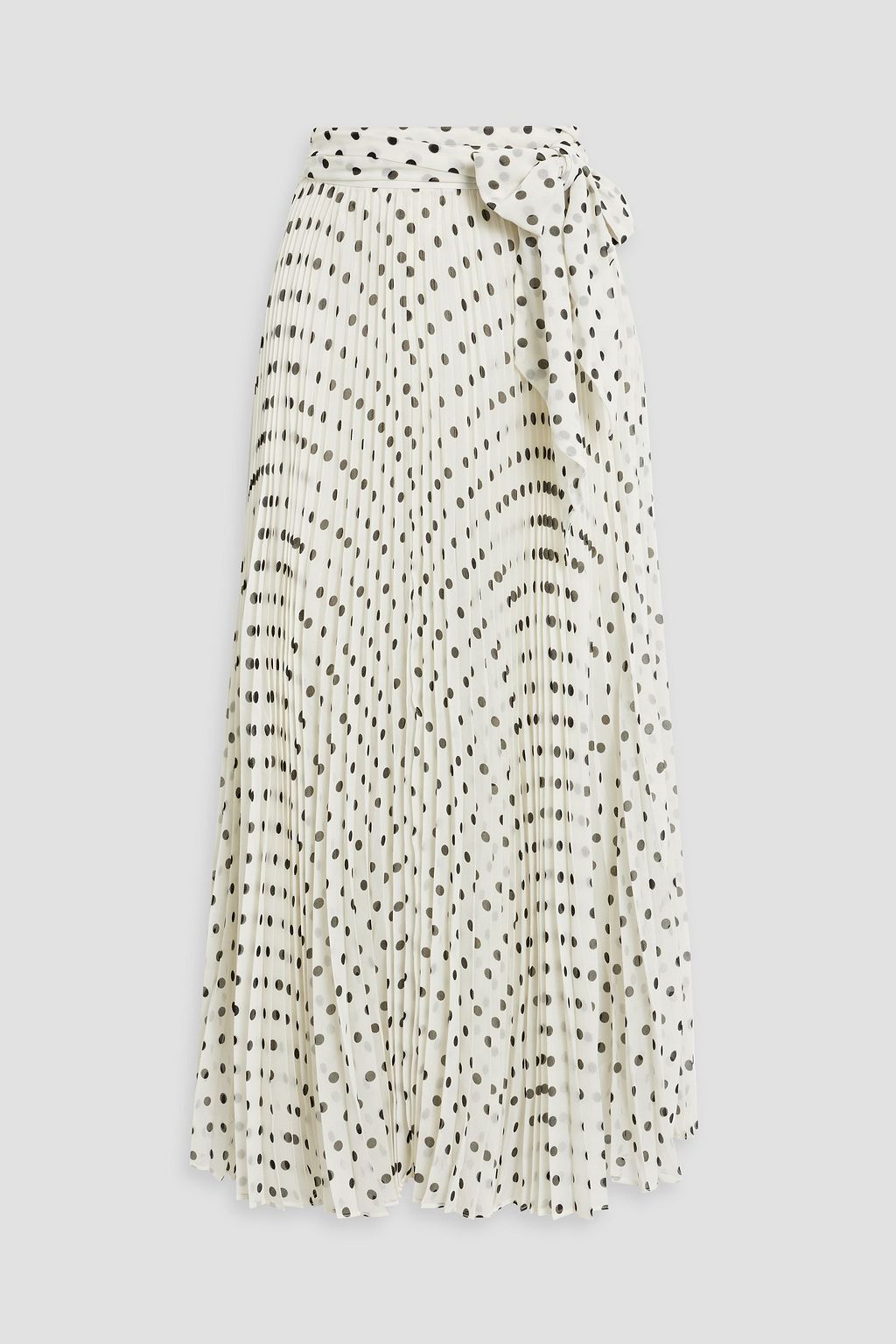 Pleated polka dot chiffon midi skirt white 0