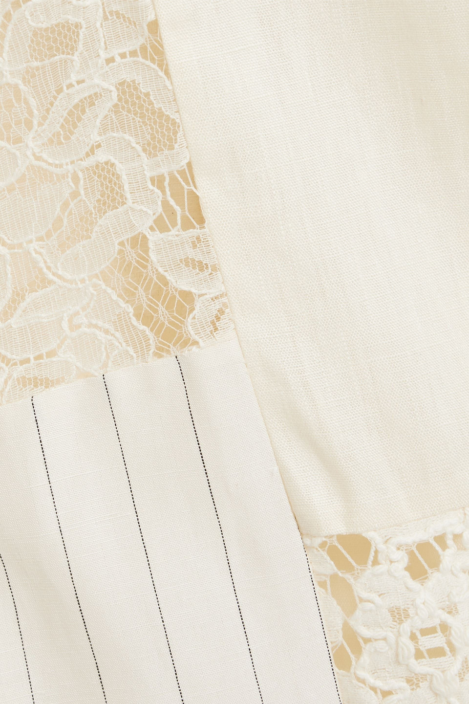 Zimmermann Patchwork Lace-paneled Linen And Silk-blend Jacquard Wide-leg Pants In Cream