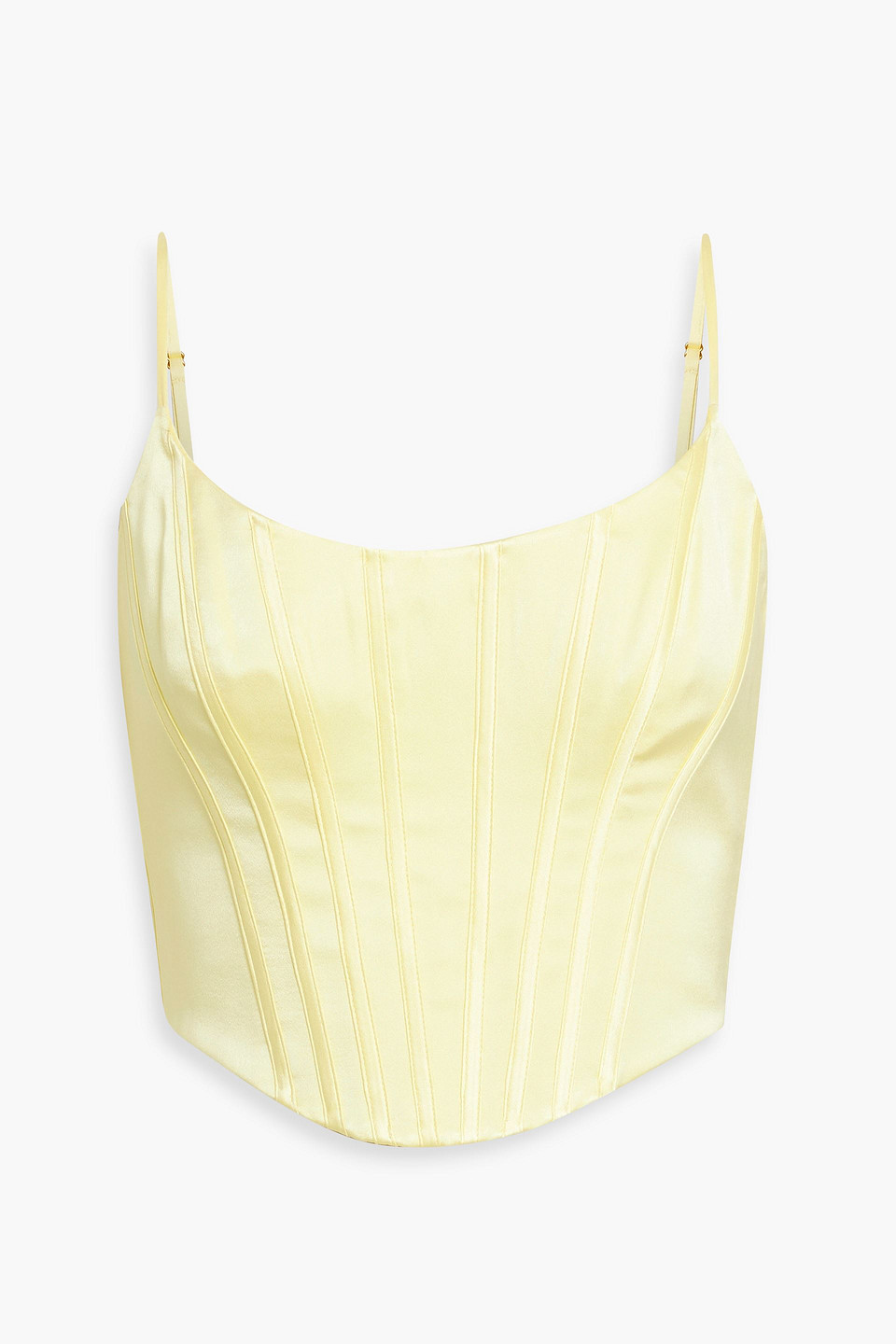 Shop Zimmermann Cropped Washed-silk Bustier Top In Pastel Yellow