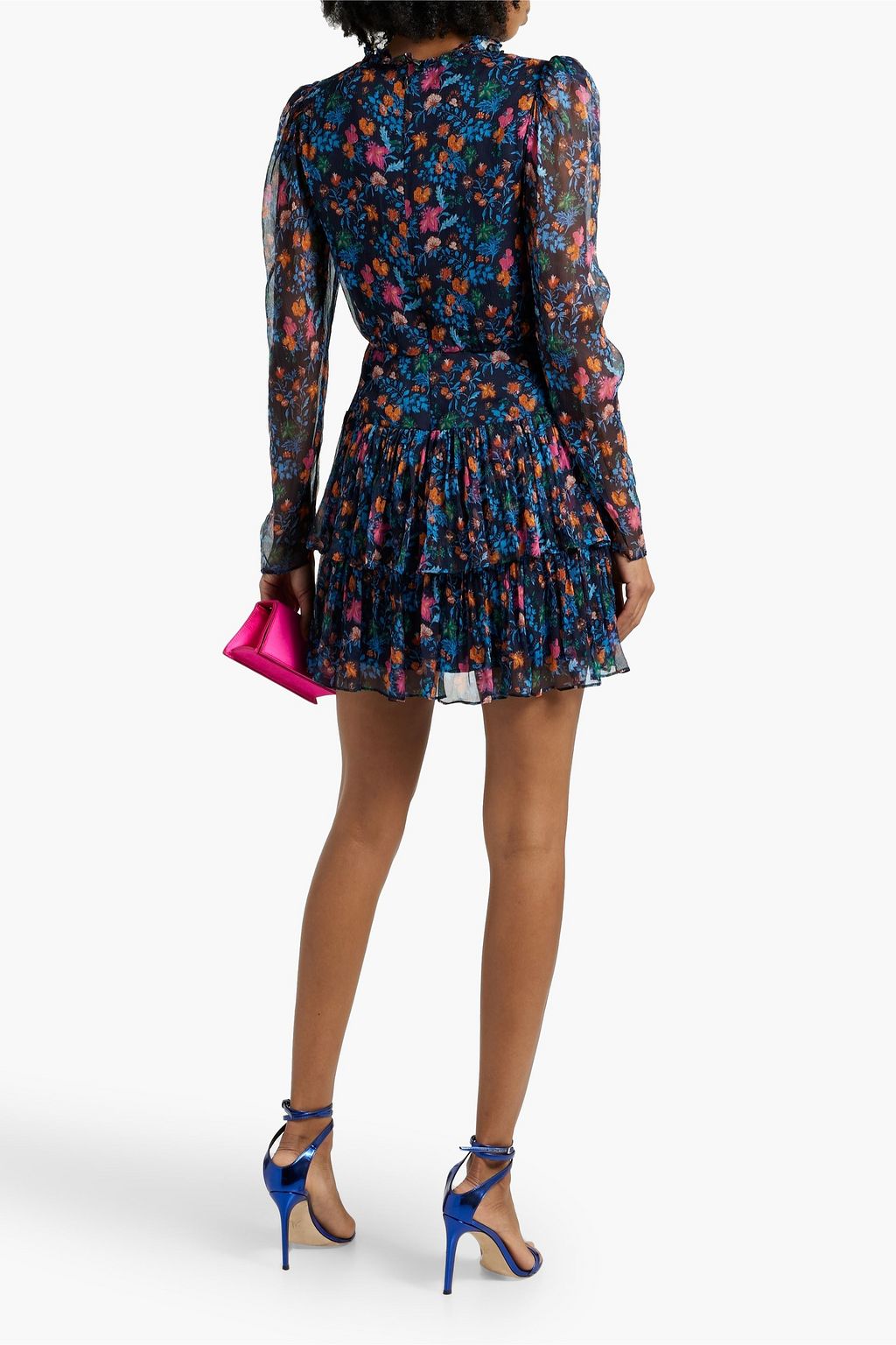 SALONI Ava printed silk-georgette mini dress