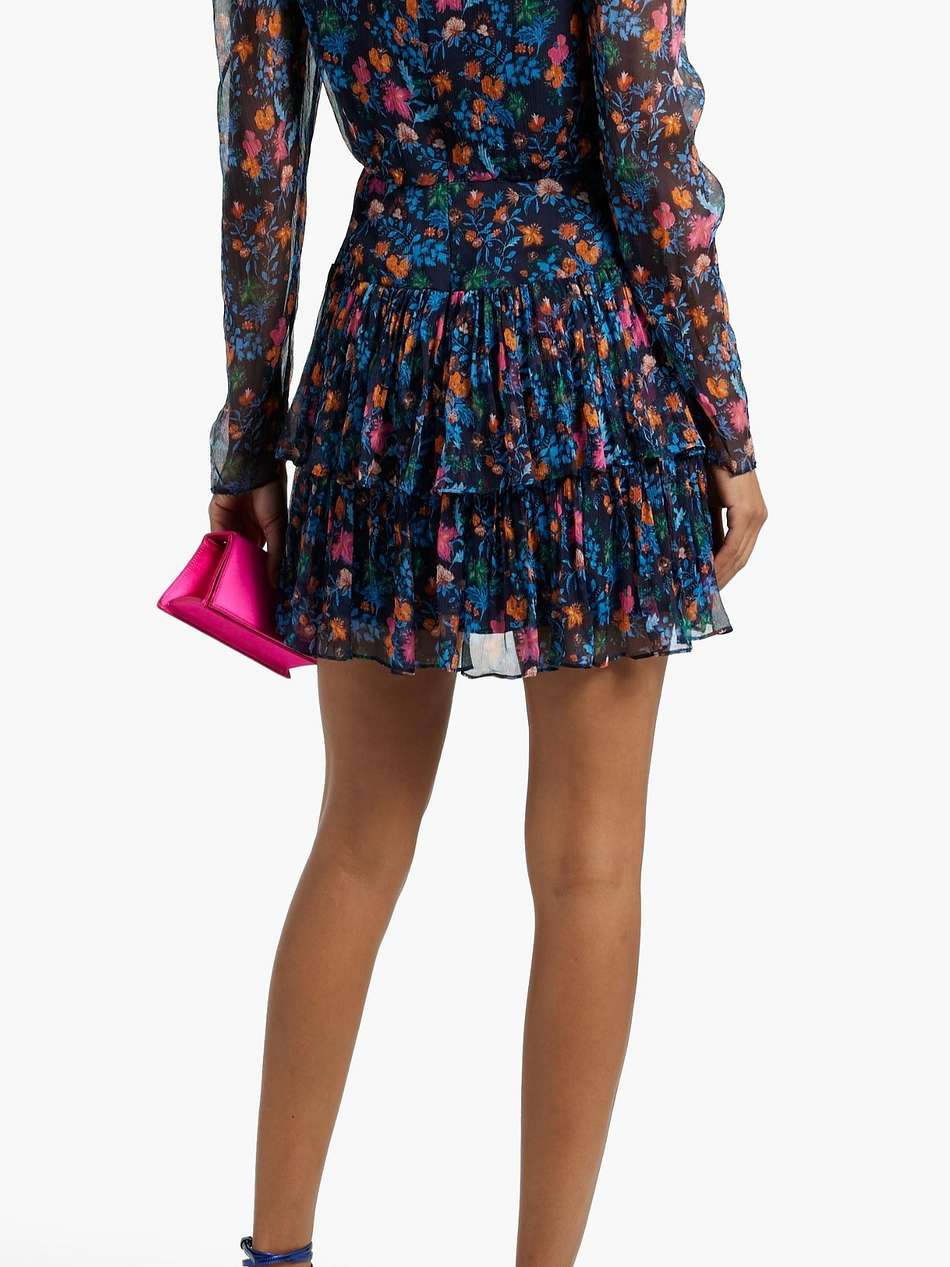 tiered floral-print silk-georgette mini dress