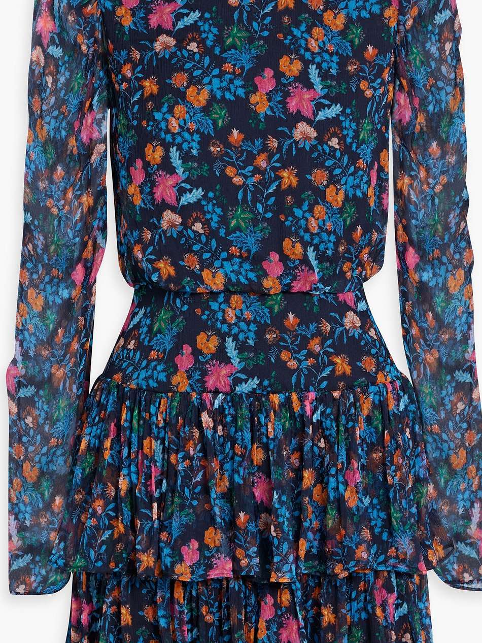 tiered floral-print silk-georgette mini dress