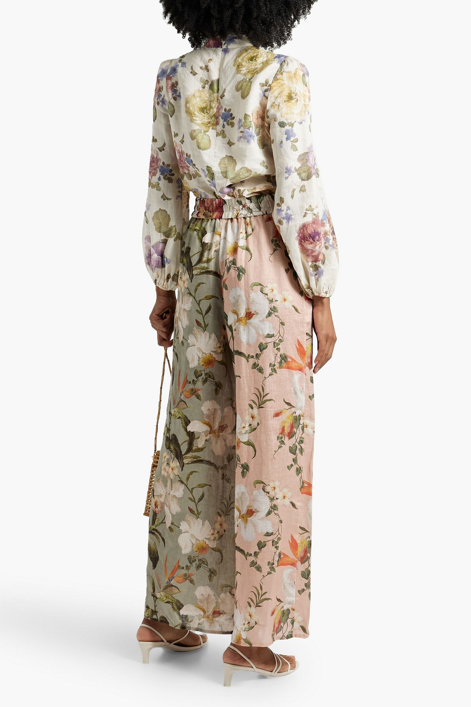 Zimmermann Floral-print Ramie Blouse In Cream