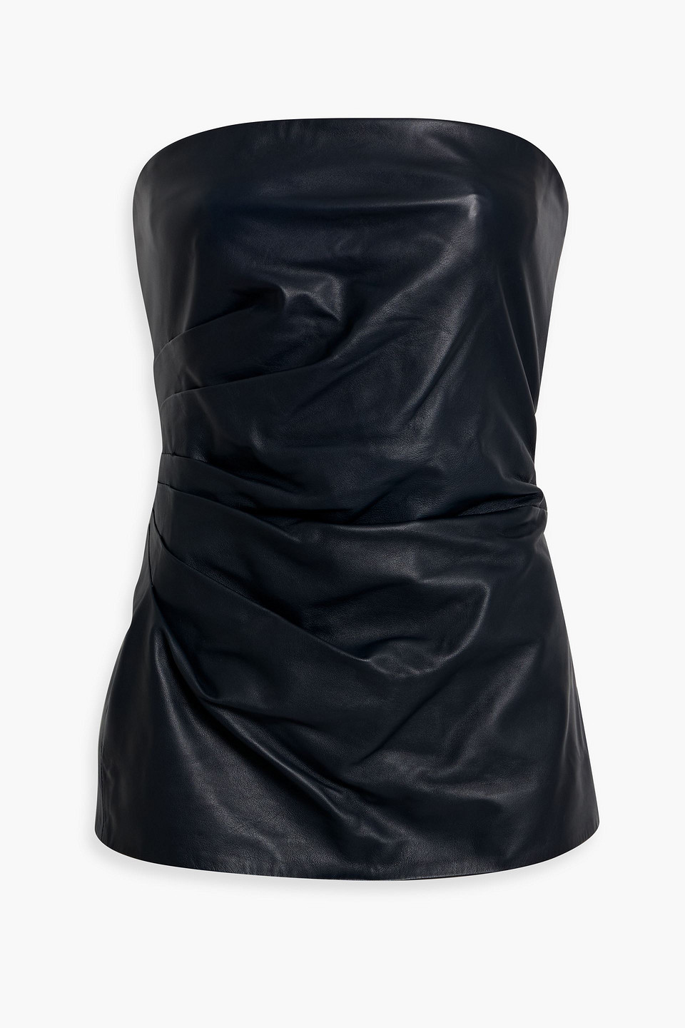 proenza schouler - strapless draped leather top - blue - us 8