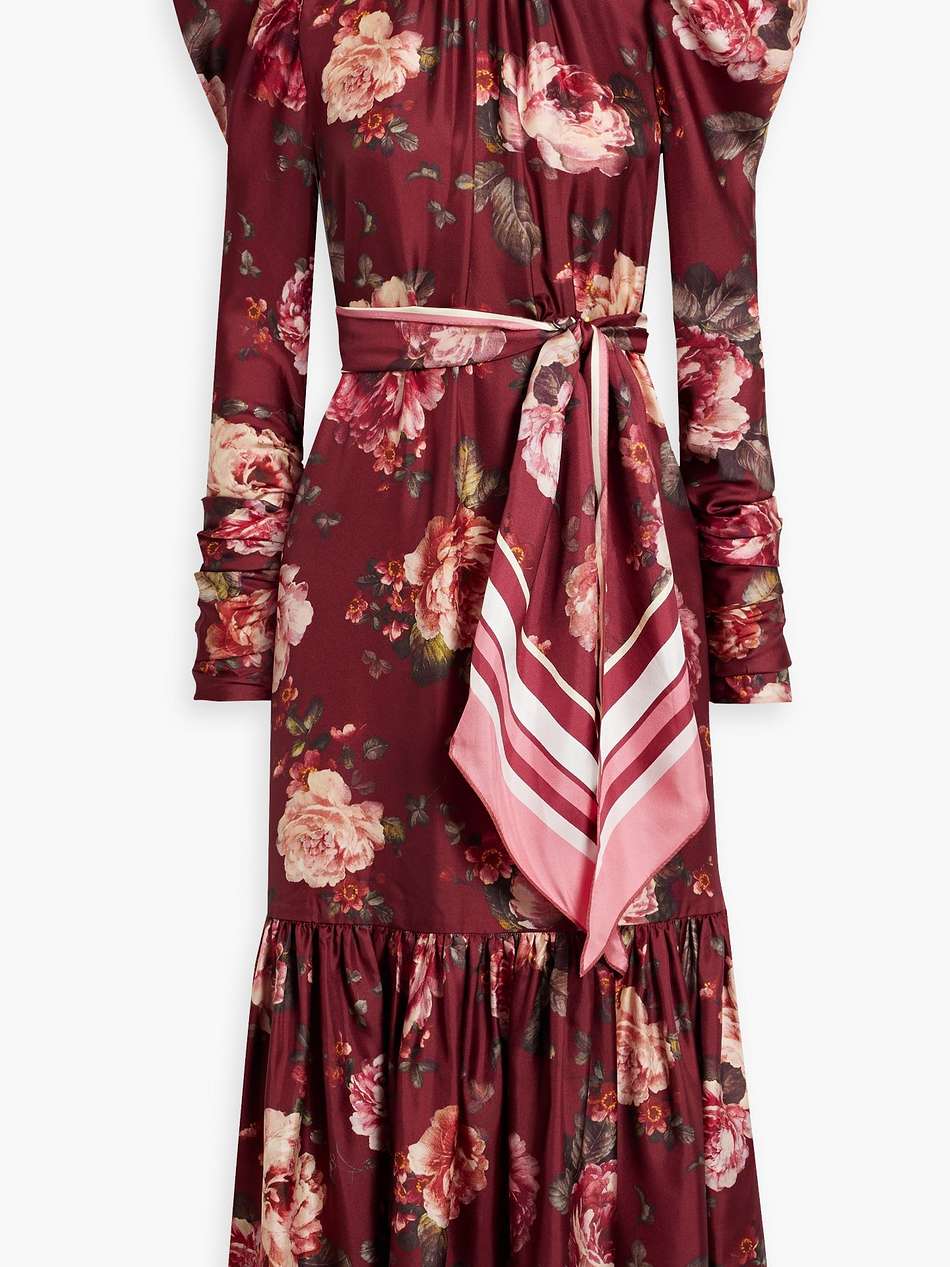 floral-print silk-twill midi dress