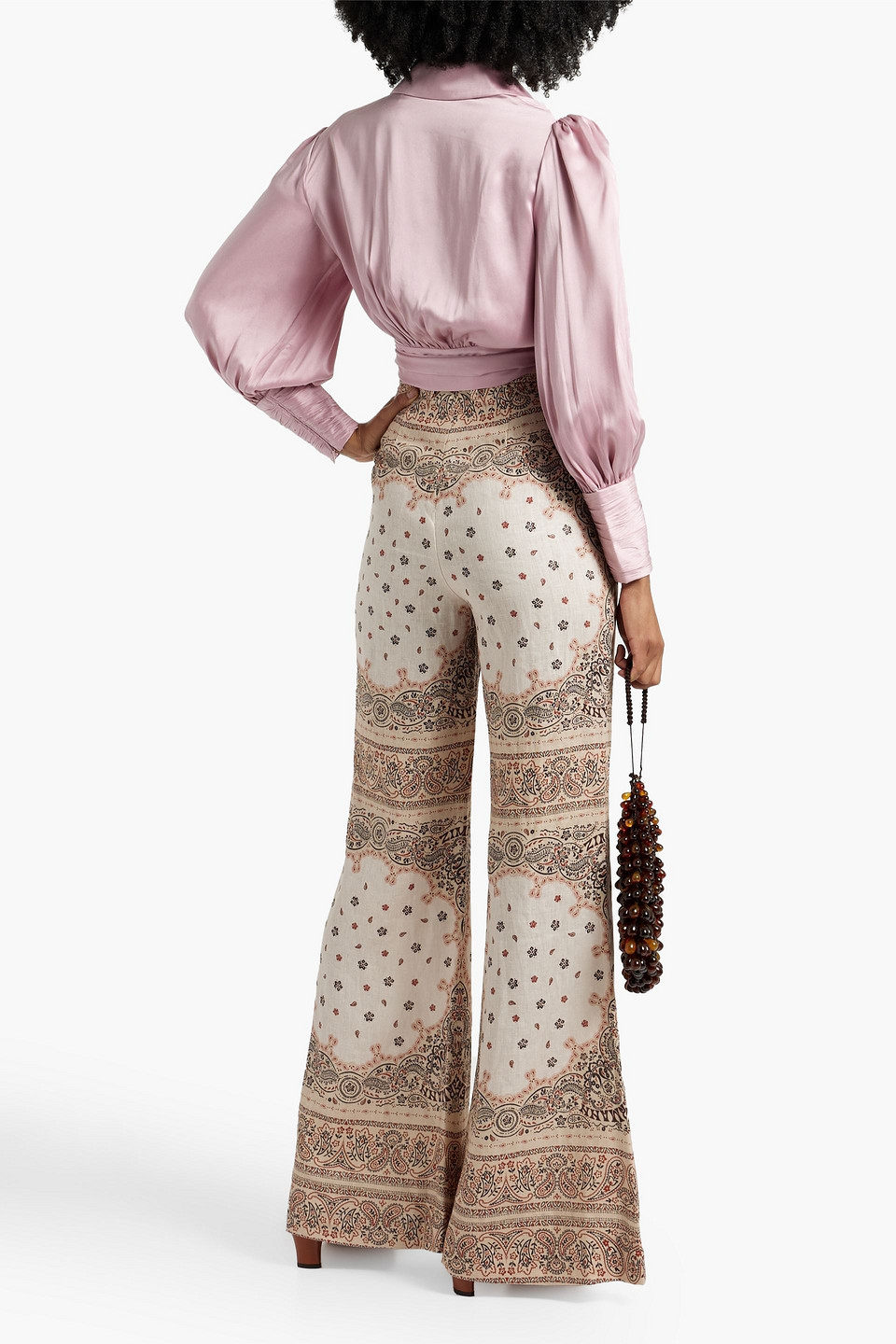 Zimmermann Silk-satin Wrap Blouse In Baby Pink