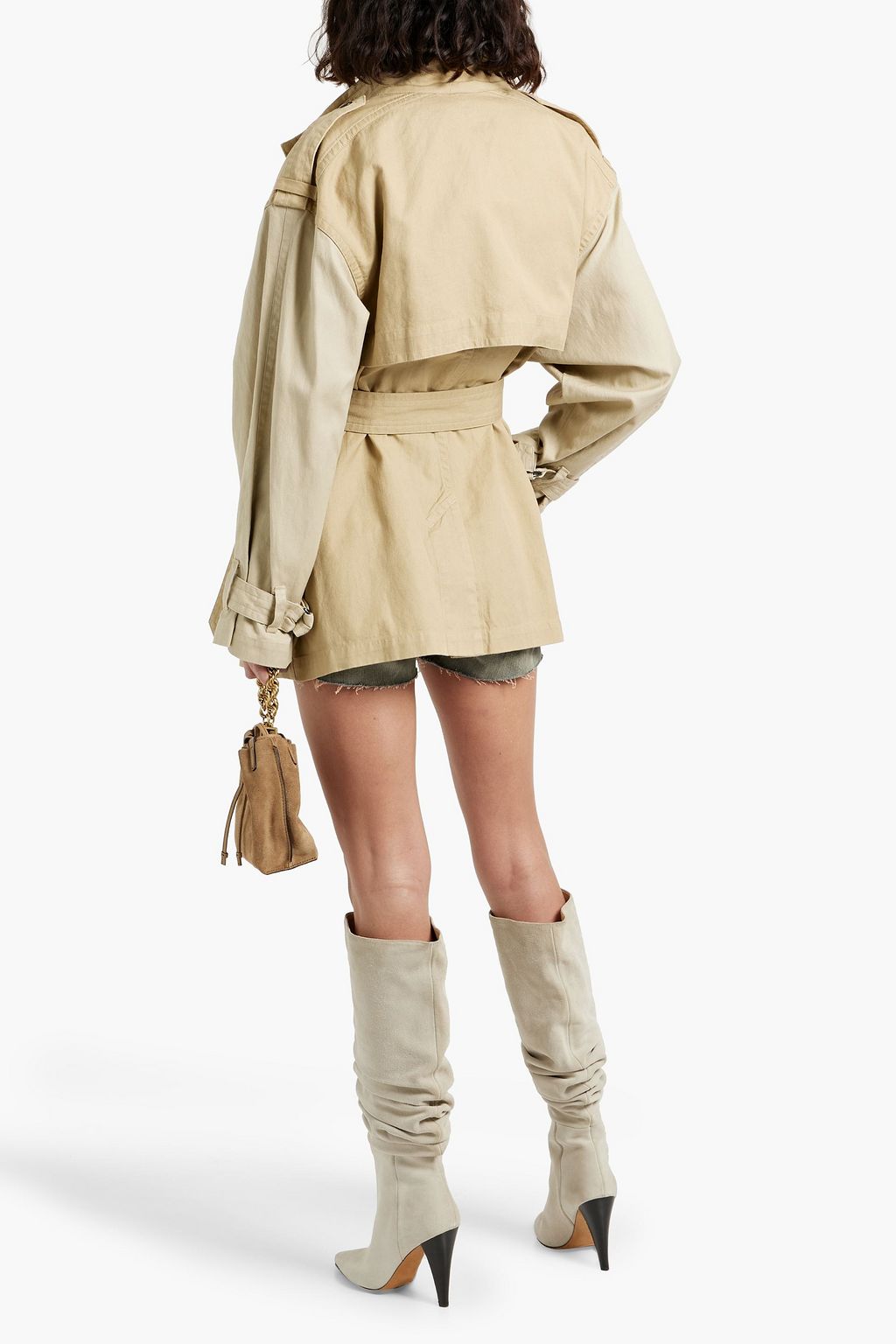 MARANT ÉTOILE Two-tone cotton and linen-blend canvas trench coat