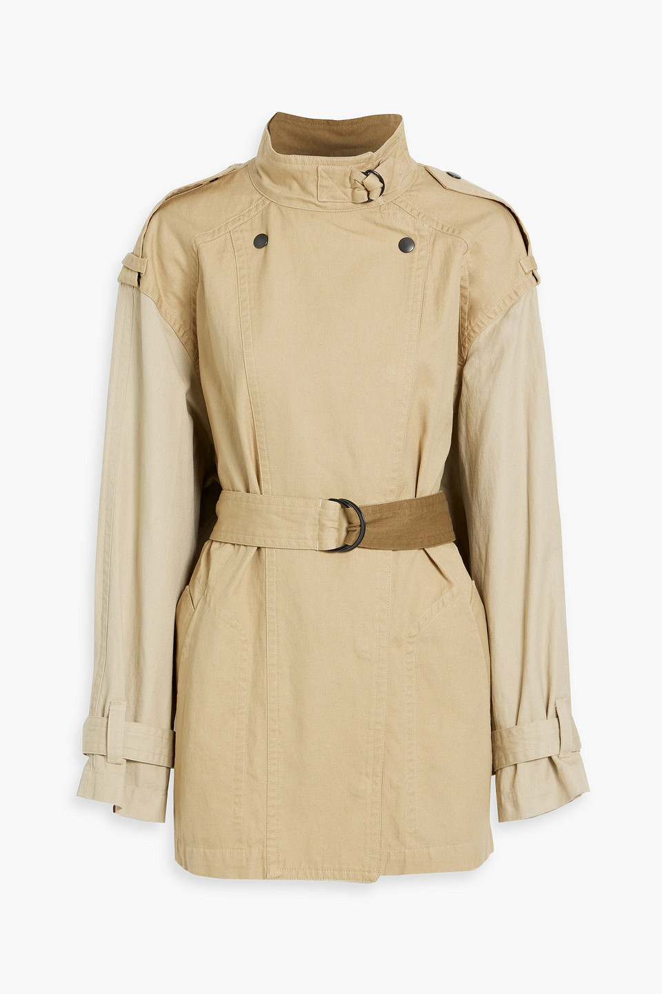 Isabel Marant Étoile Two-tone Cotton And Linen-blend Canvas Trench Coat In Brown