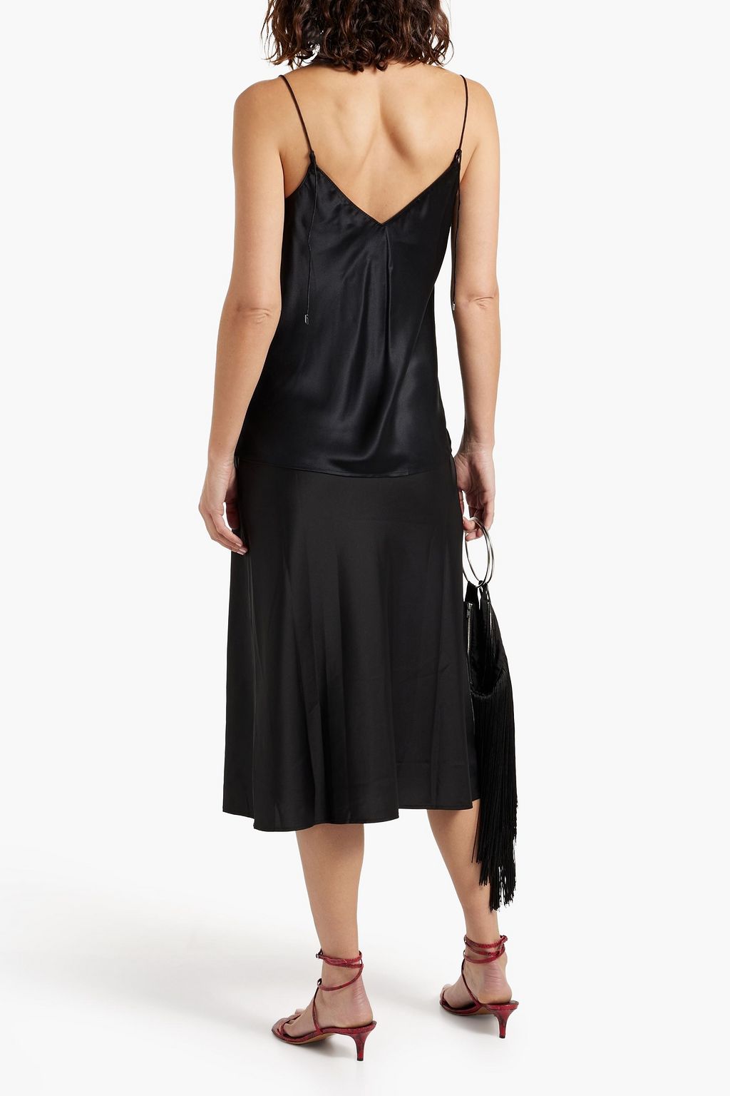 PAIGE Cicely satin midi skirt