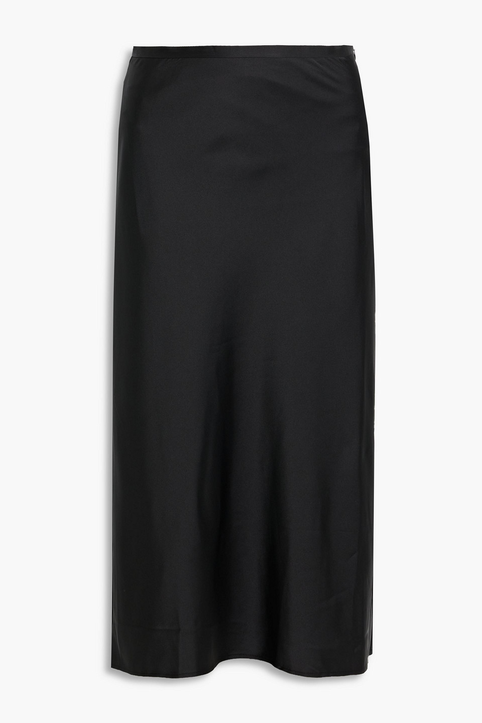 Paige Cicely Satin Midi Skirt In Black