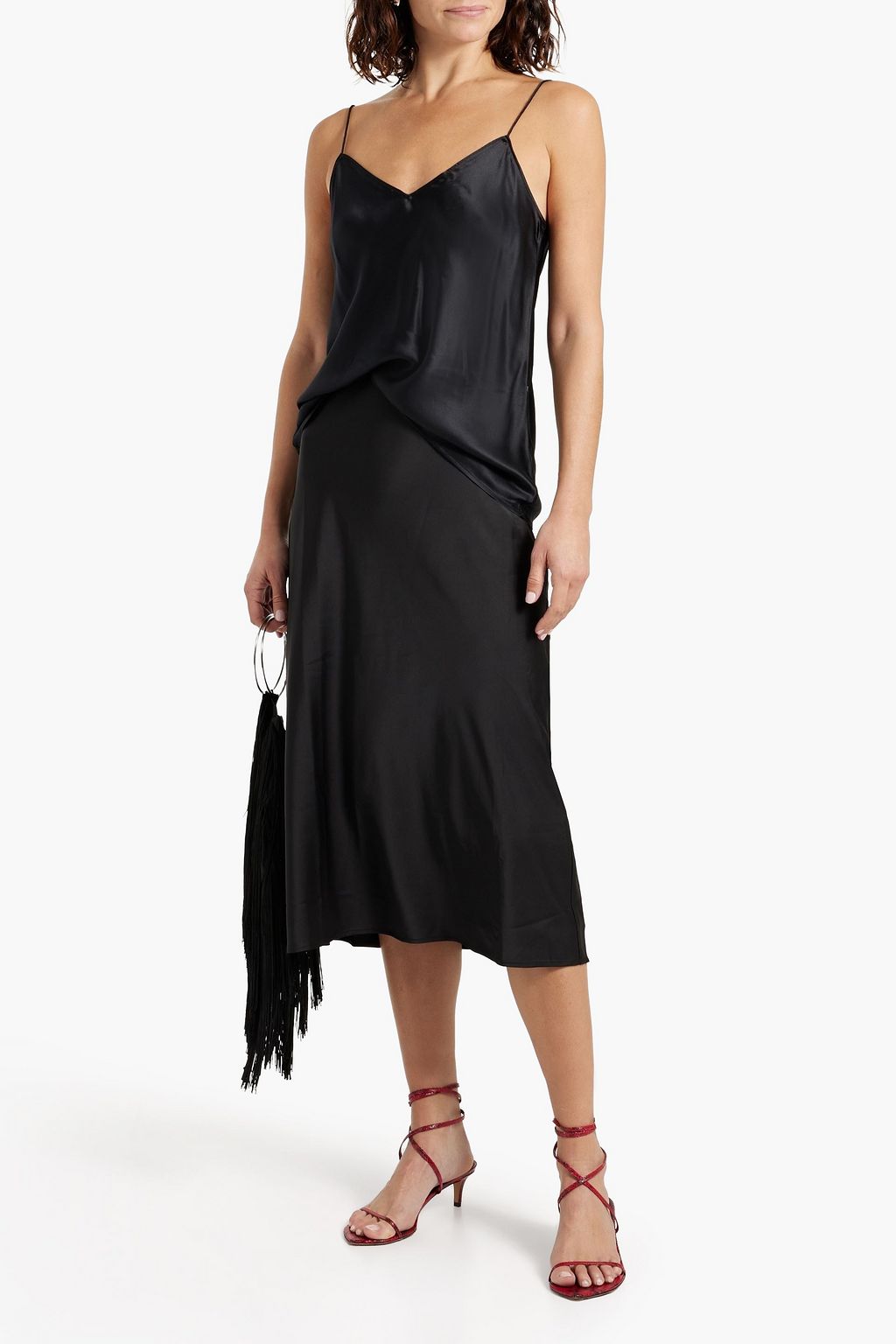 PAIGE Cicely satin midi skirt