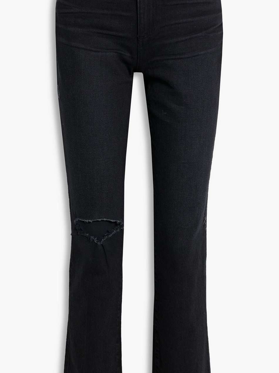 knockout distressed high-rise straight-leg jeans