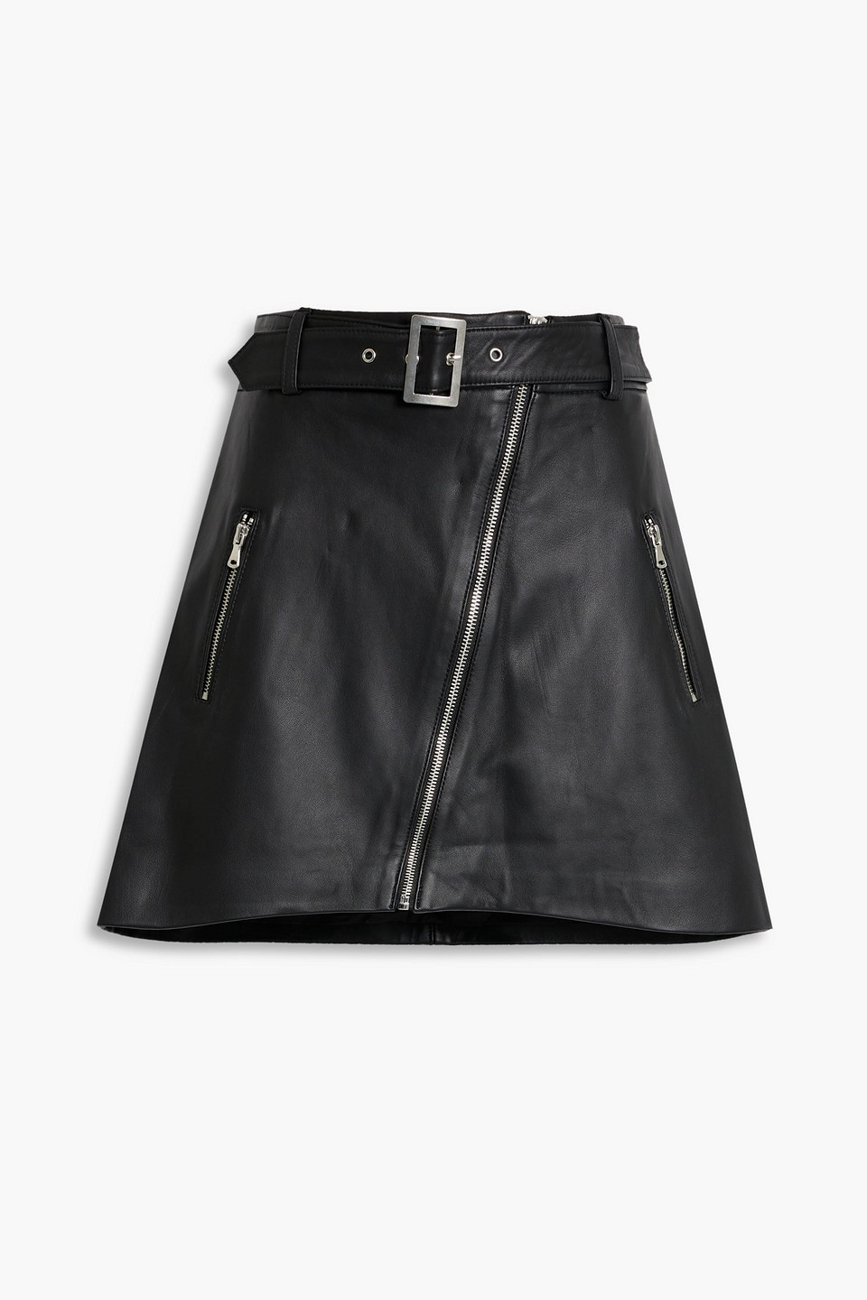 Paige Lexi Belted Leather Mini Skirt In Black