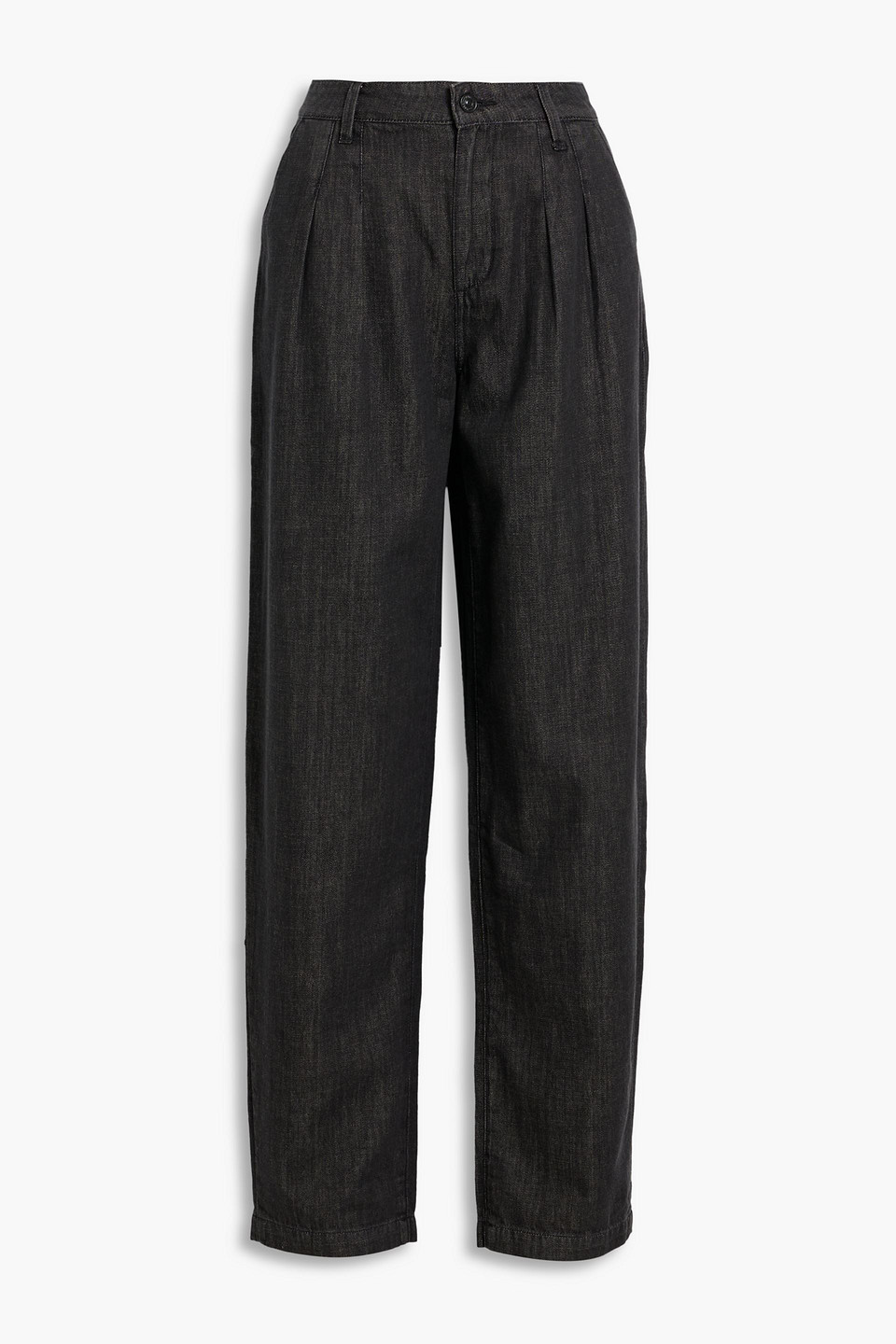 Paige Womens Washed Carbon Bella Pleated Straight-leg Mid-rise Jeans