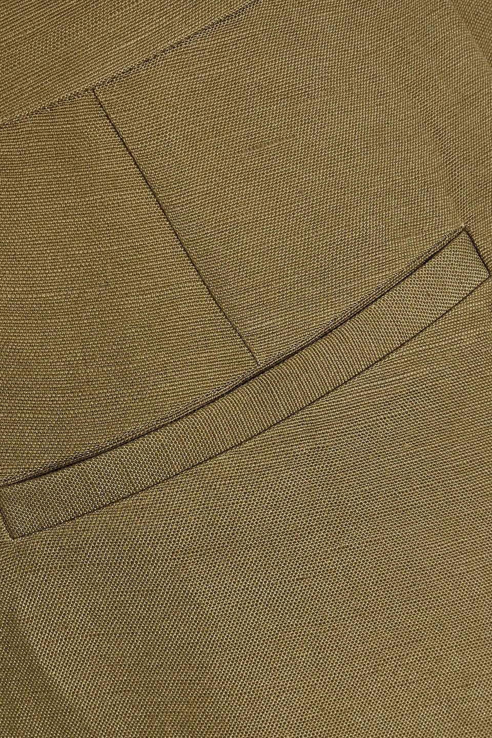 Paige Dallas Pleated High Waist Wide Leg Linen Blend Trousers In Army Green