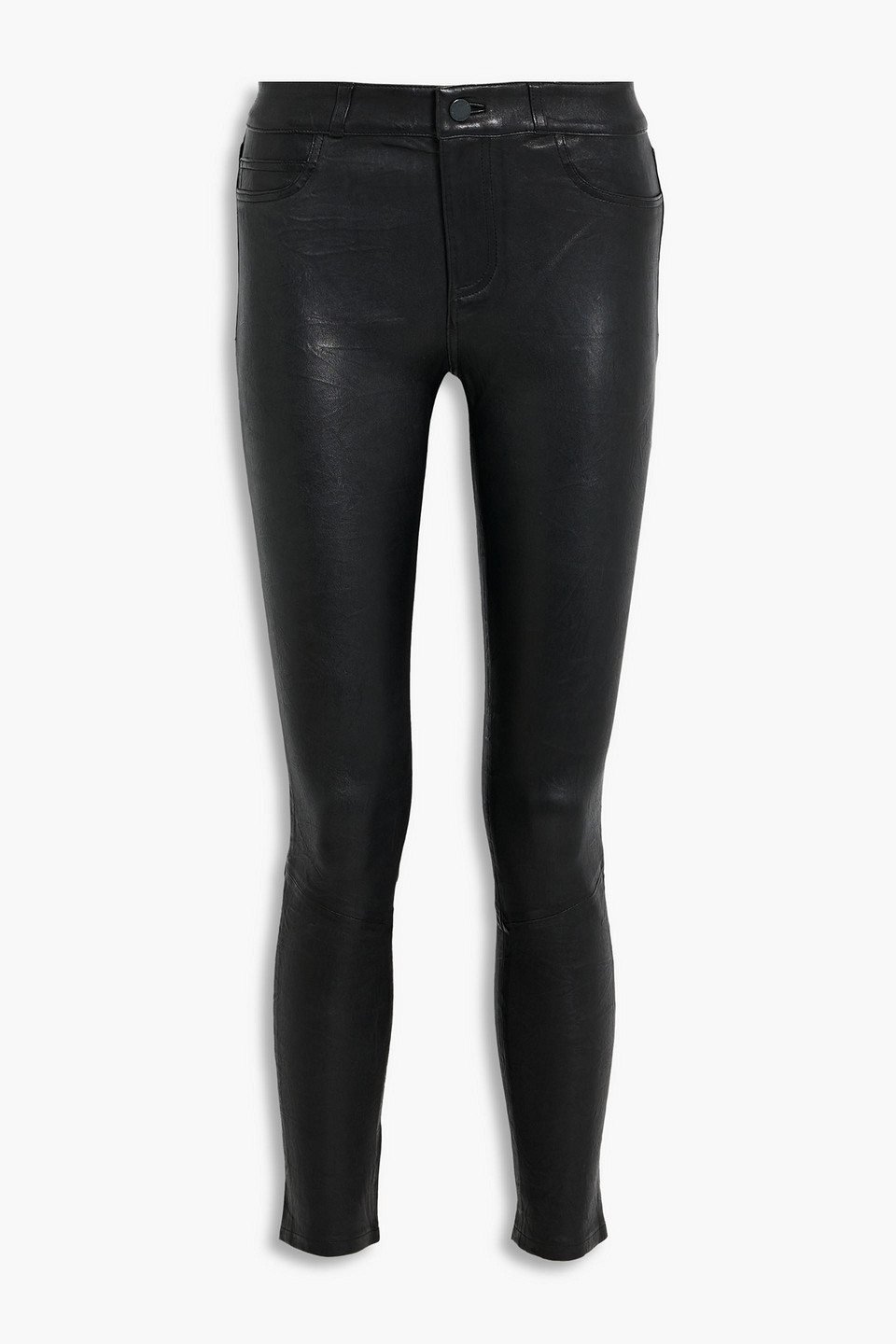 Paige Verdugo Leather Skinny Pants In Black