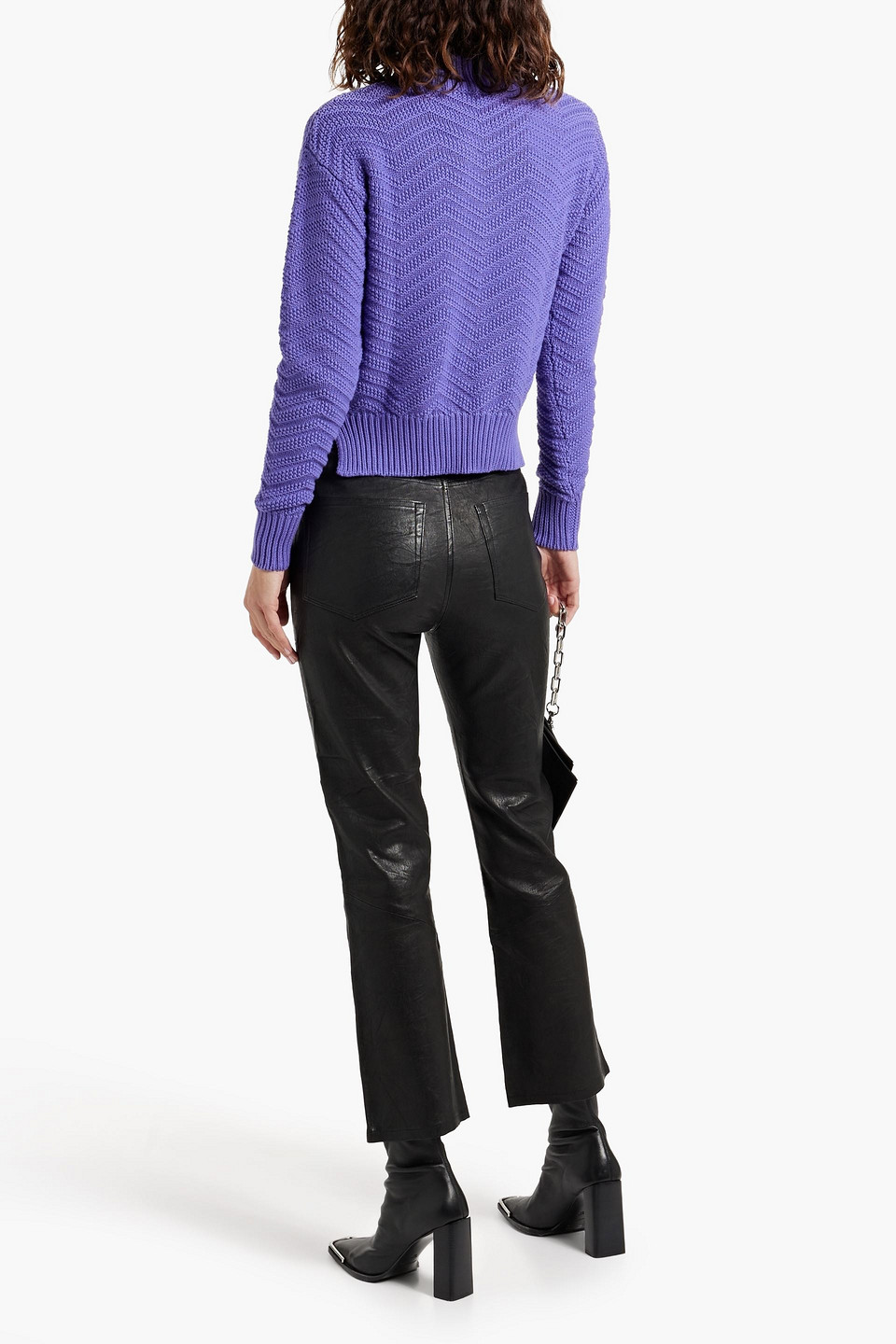 Shop Paige Colette Leather Kick-flare Pants In Black