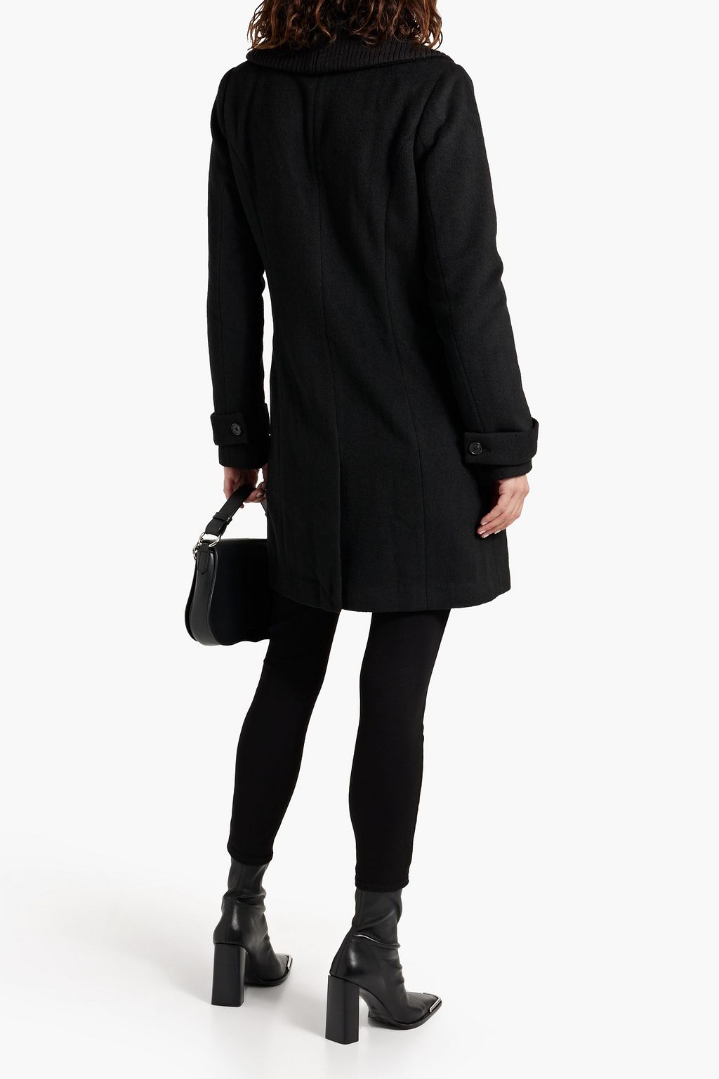 PAIGE Dianna double-breasted ribbed-knit paneled felt coat
