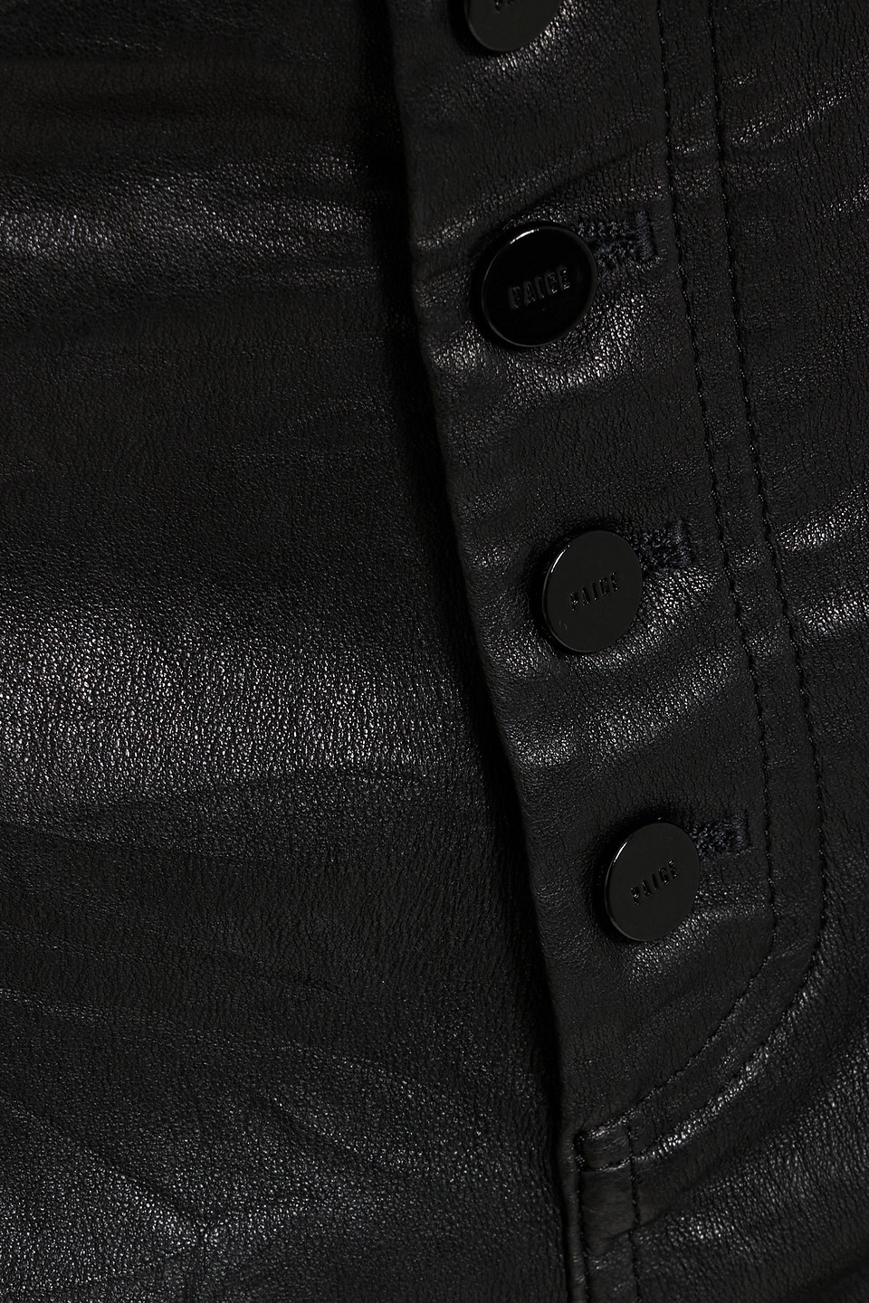 PAIGE STELLA LEATHER STRAIGHT-LEG PANTS