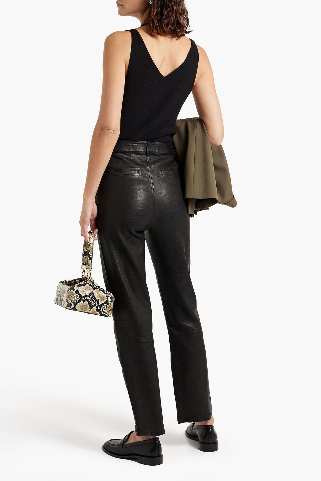 PAIGE Stella leather straight-leg pants