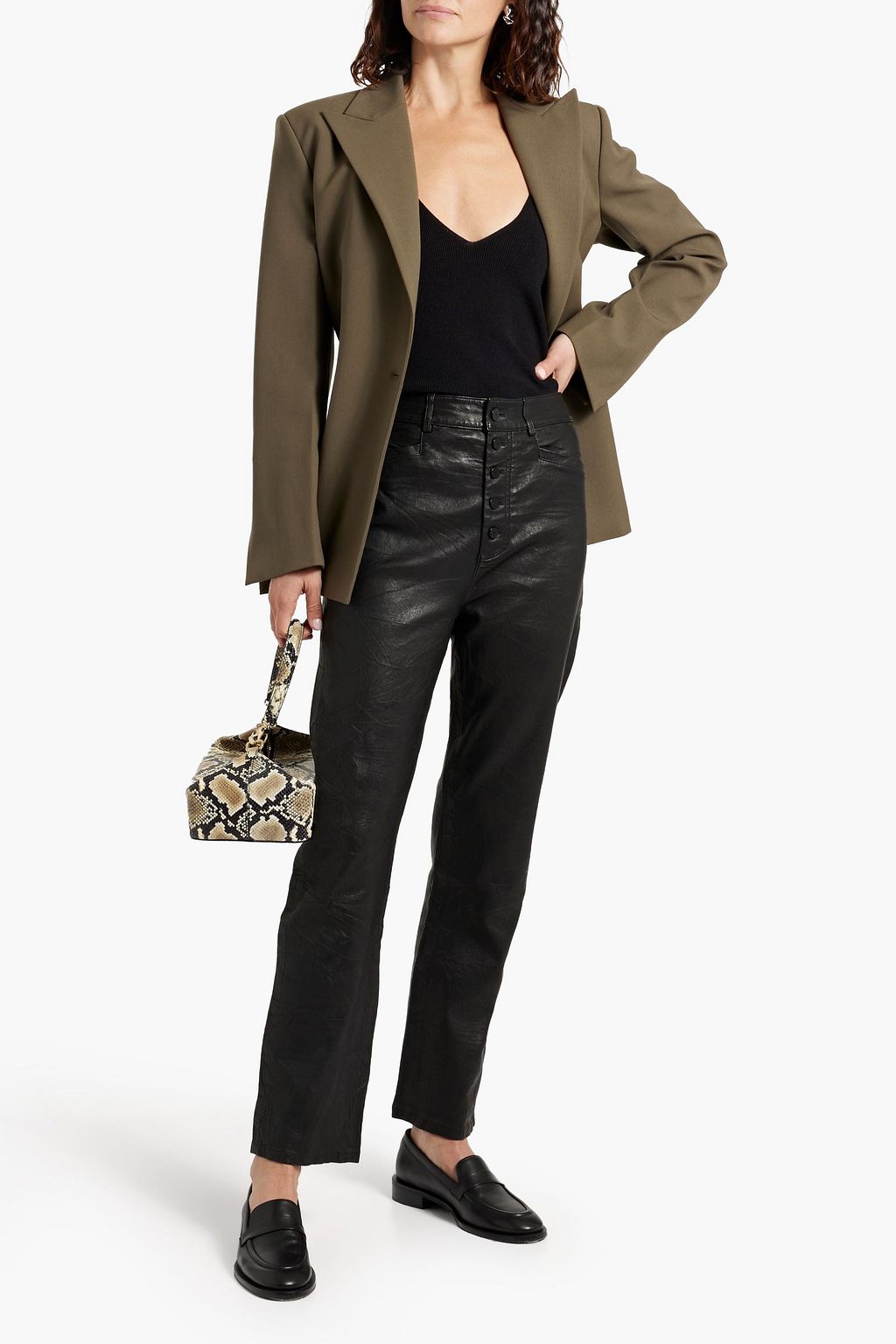 PAIGE Stella leather straight-leg pants