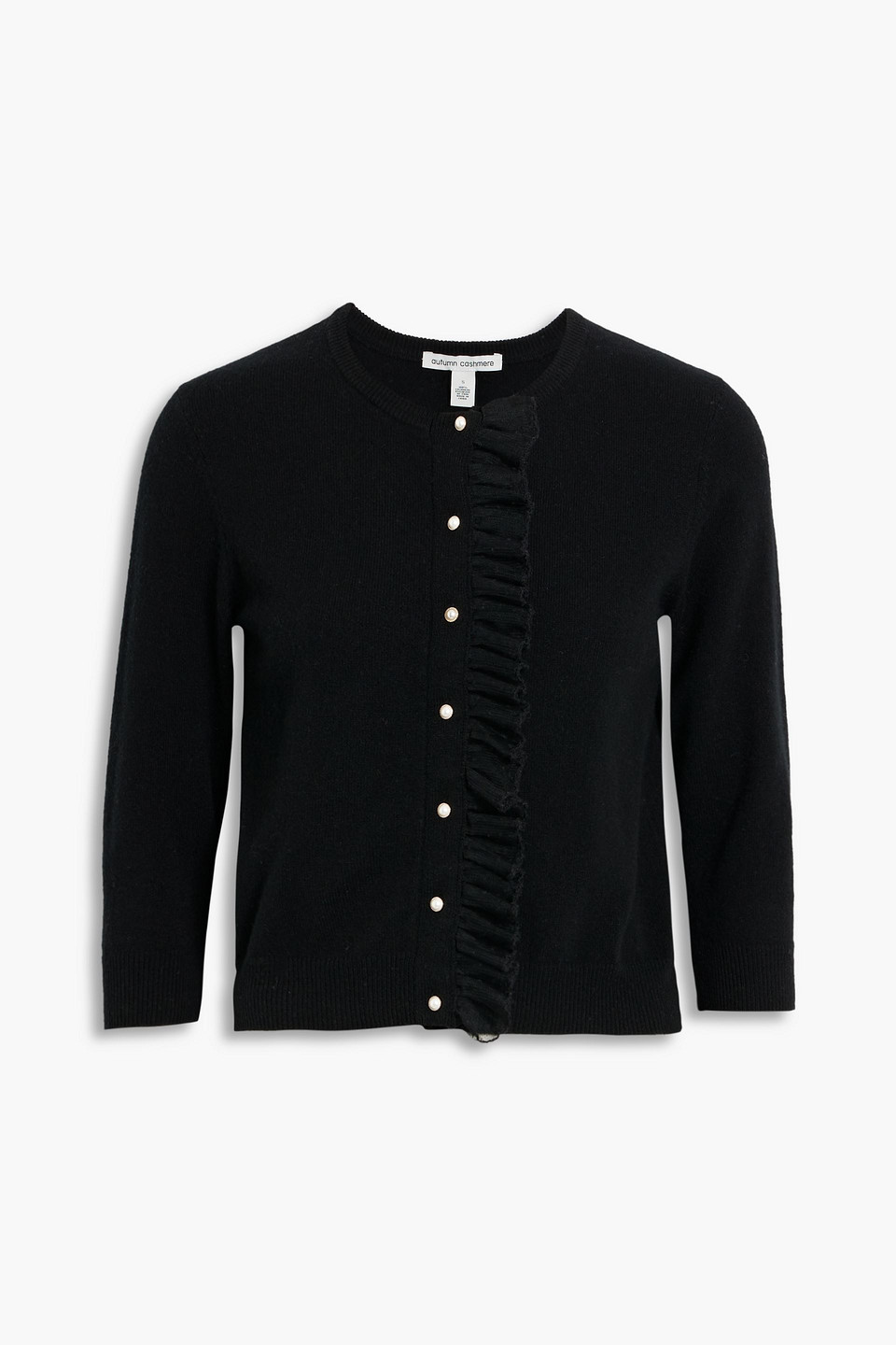 autumn cashmere - ruffled cashmere cardigan - black - xs