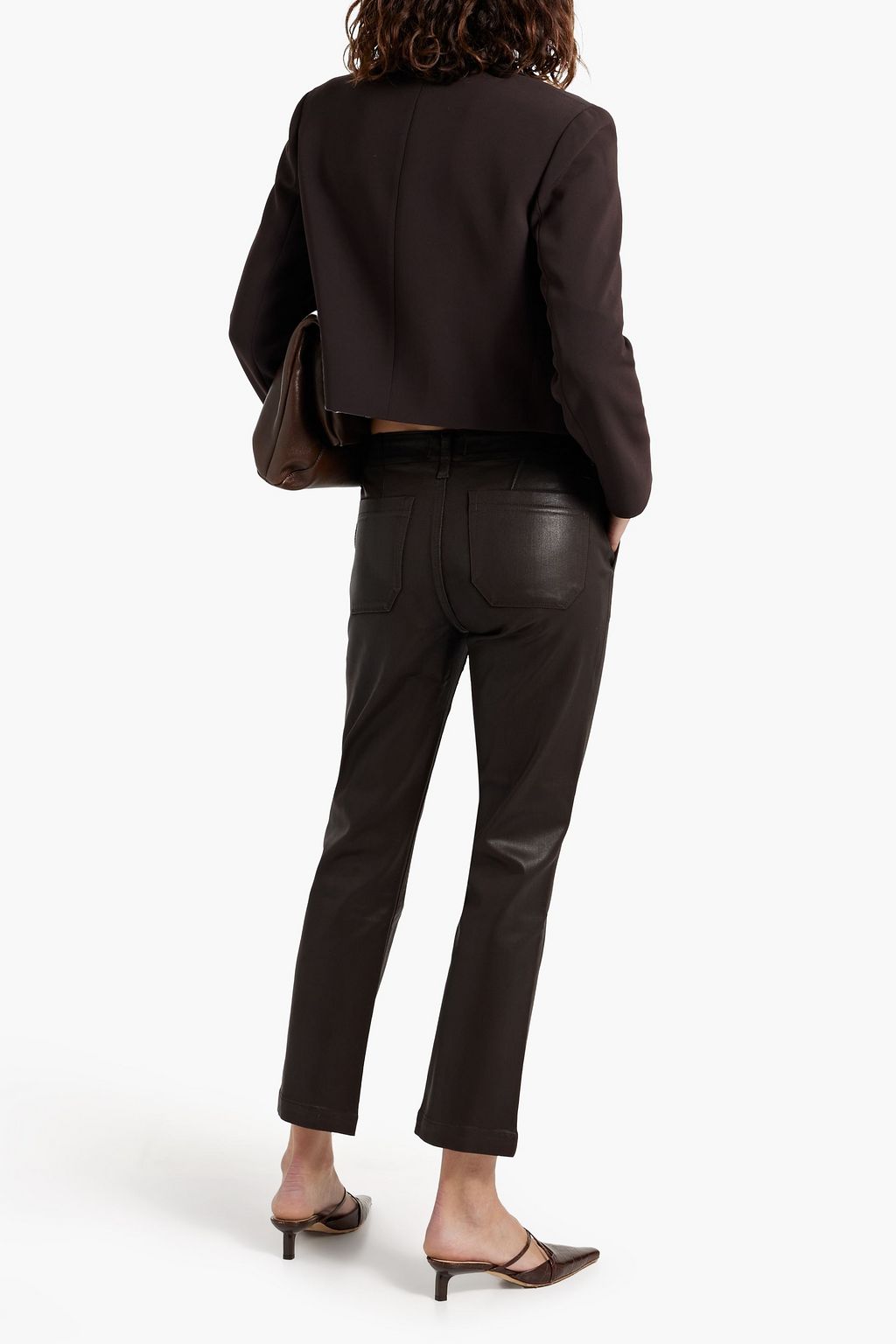 PAIGE Mayslie cropped coated straight-leg jeans