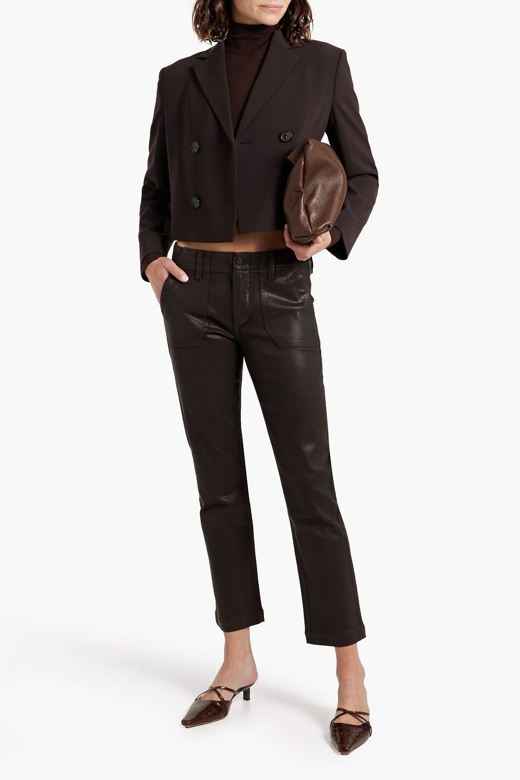 PAIGE Mayslie cropped coated straight-leg jeans